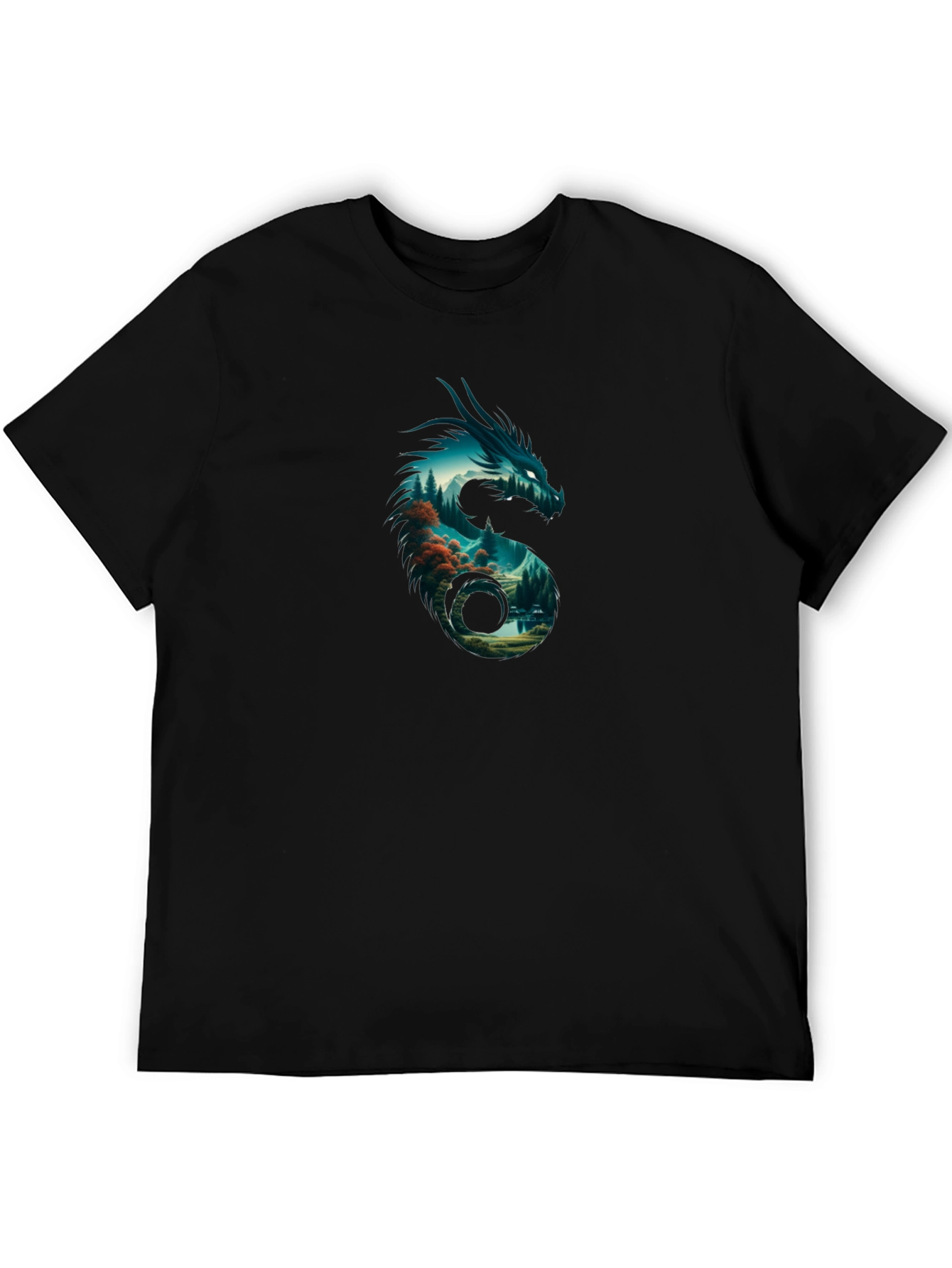 Dragon Landscape Graphic Tee - Cool Fantasy Design
