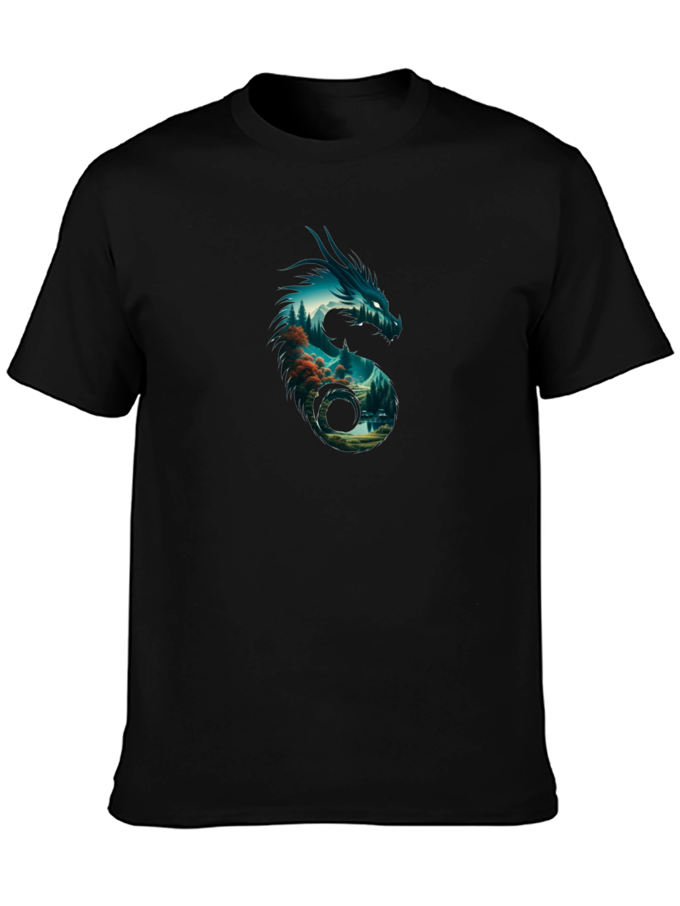 Dragon Landscape Graphic Tee - Cool Fantasy Design