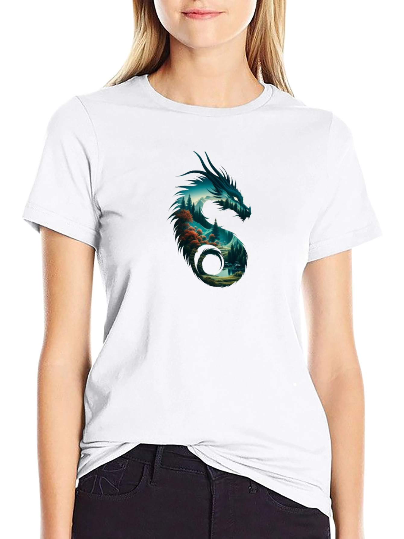 Dragon Landscape Graphic Tee - Cool Fantasy Design