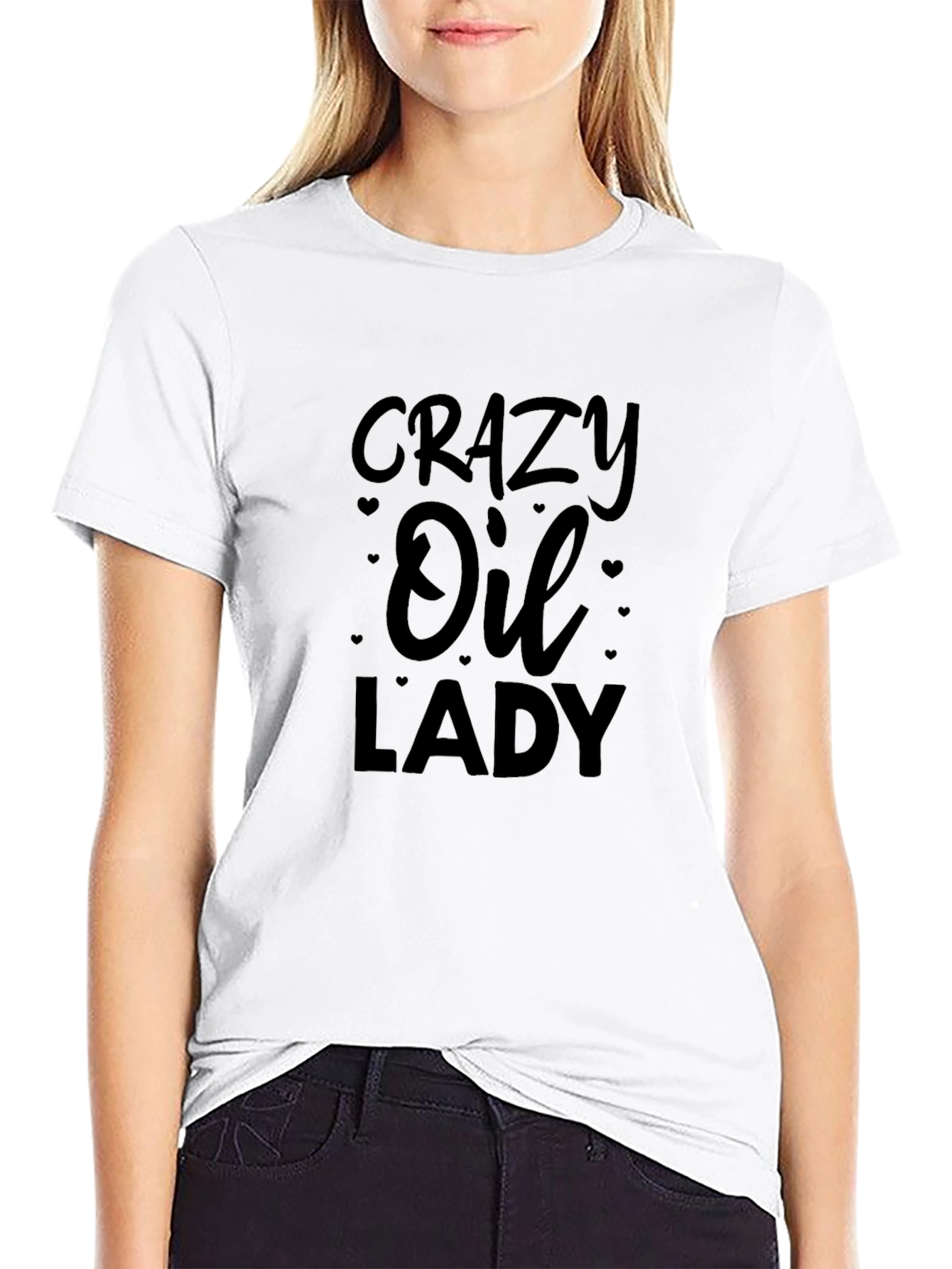 Crazy Oil Lady T-Shirt - Black Cotton Tee