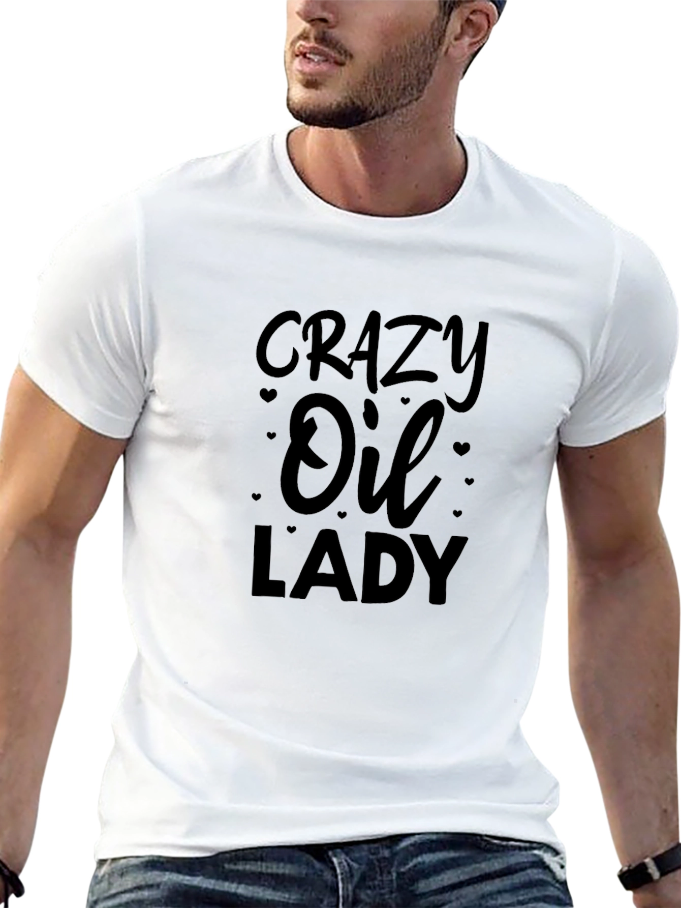 Crazy Oil Lady T-Shirt - Black Cotton Tee