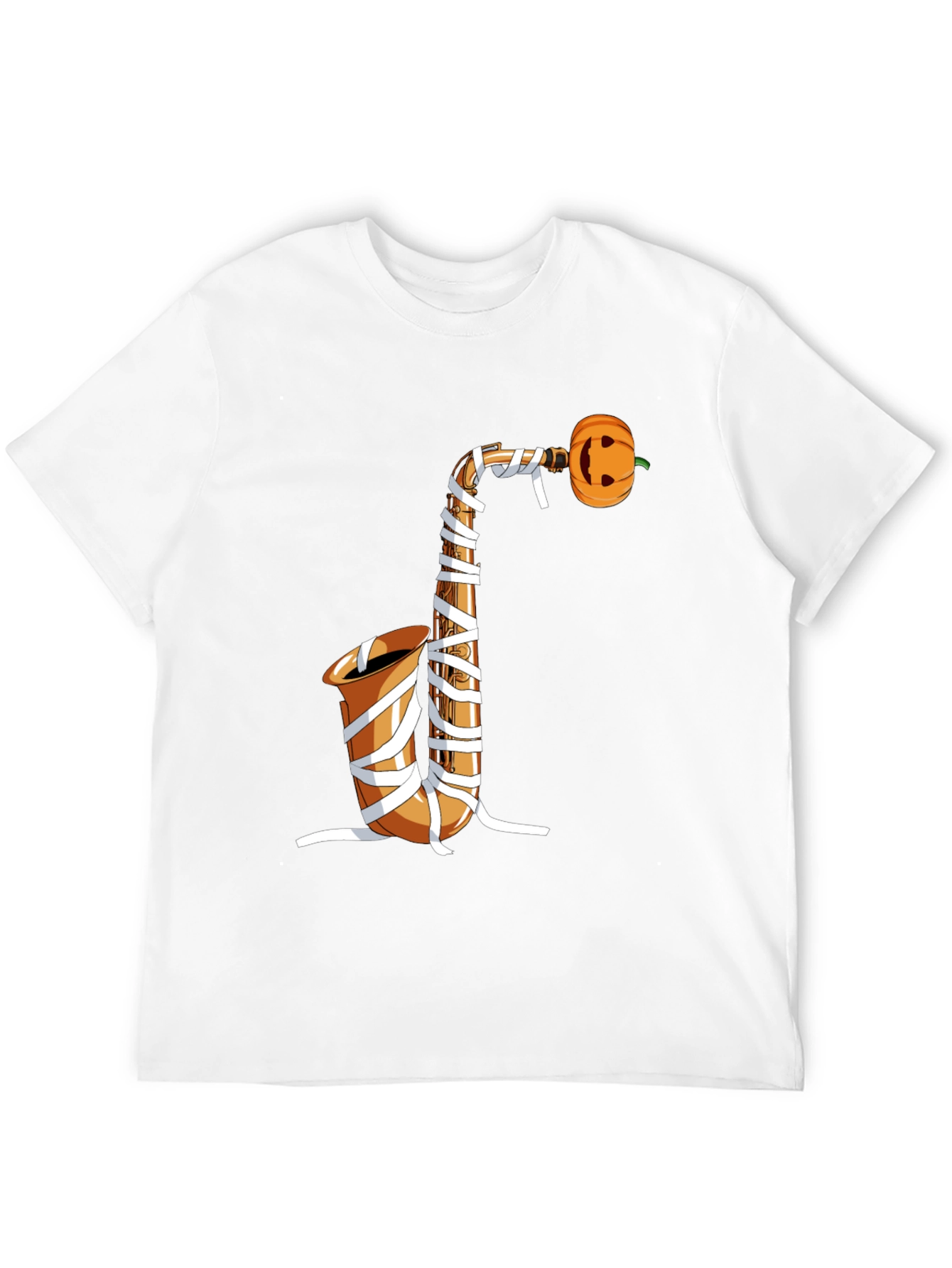 Halloween Saxophone Mummy Pumpkin T-Shirt