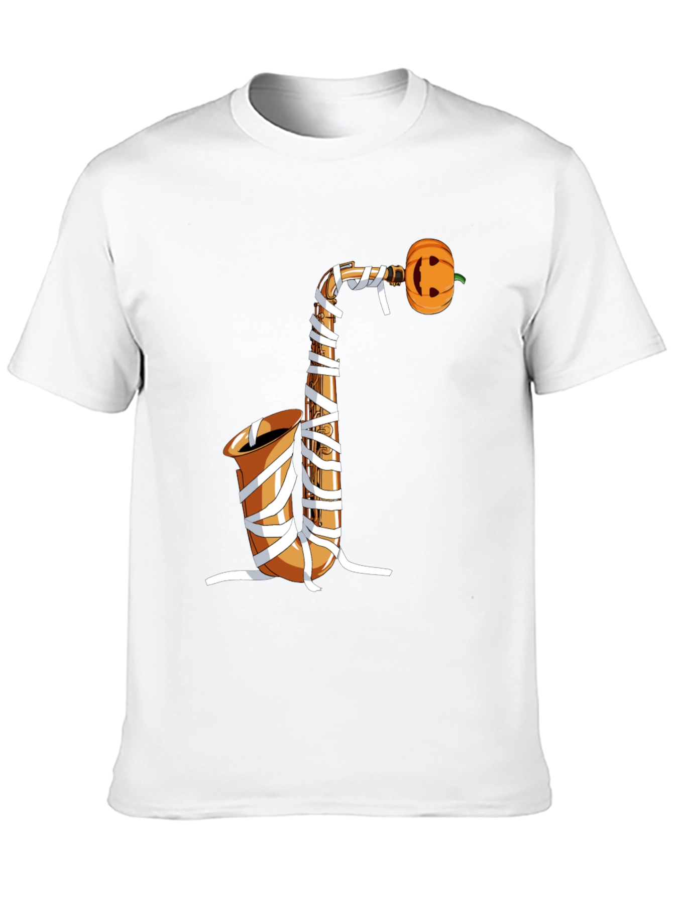 Halloween Saxophone Mummy Pumpkin T-Shirt