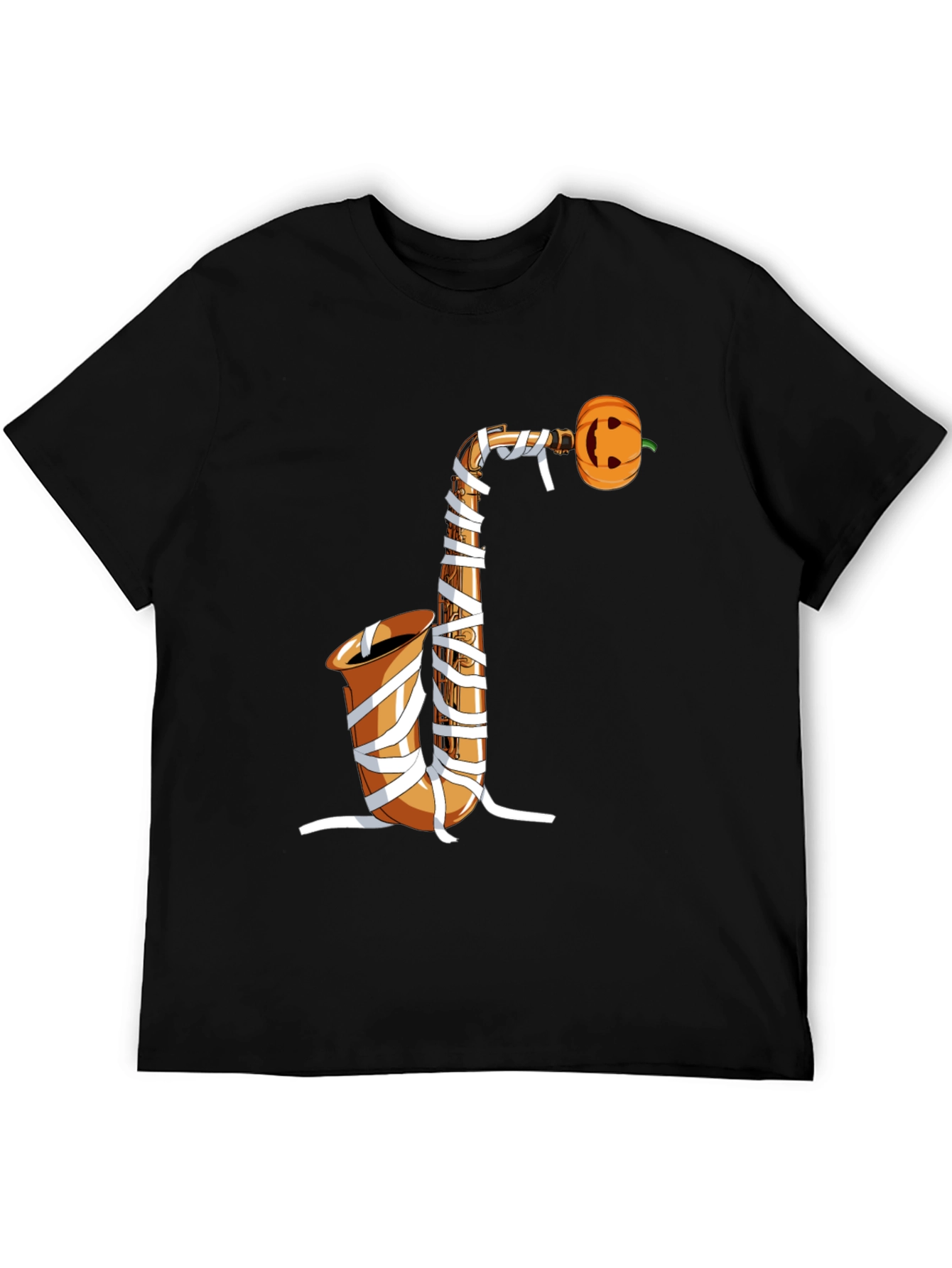 Halloween Saxophone Mummy Pumpkin T-Shirt