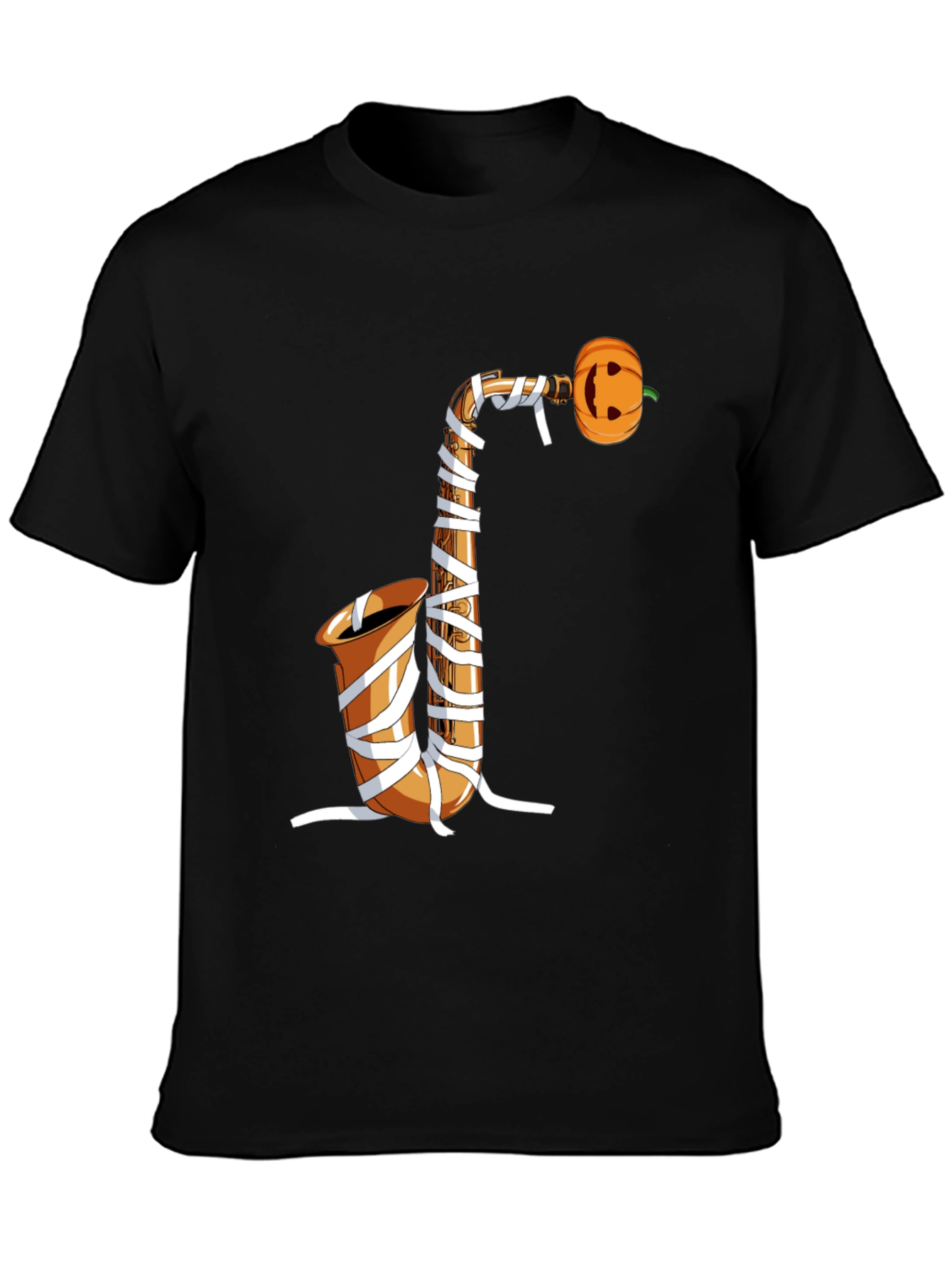 Halloween Saxophone Mummy Pumpkin T-Shirt