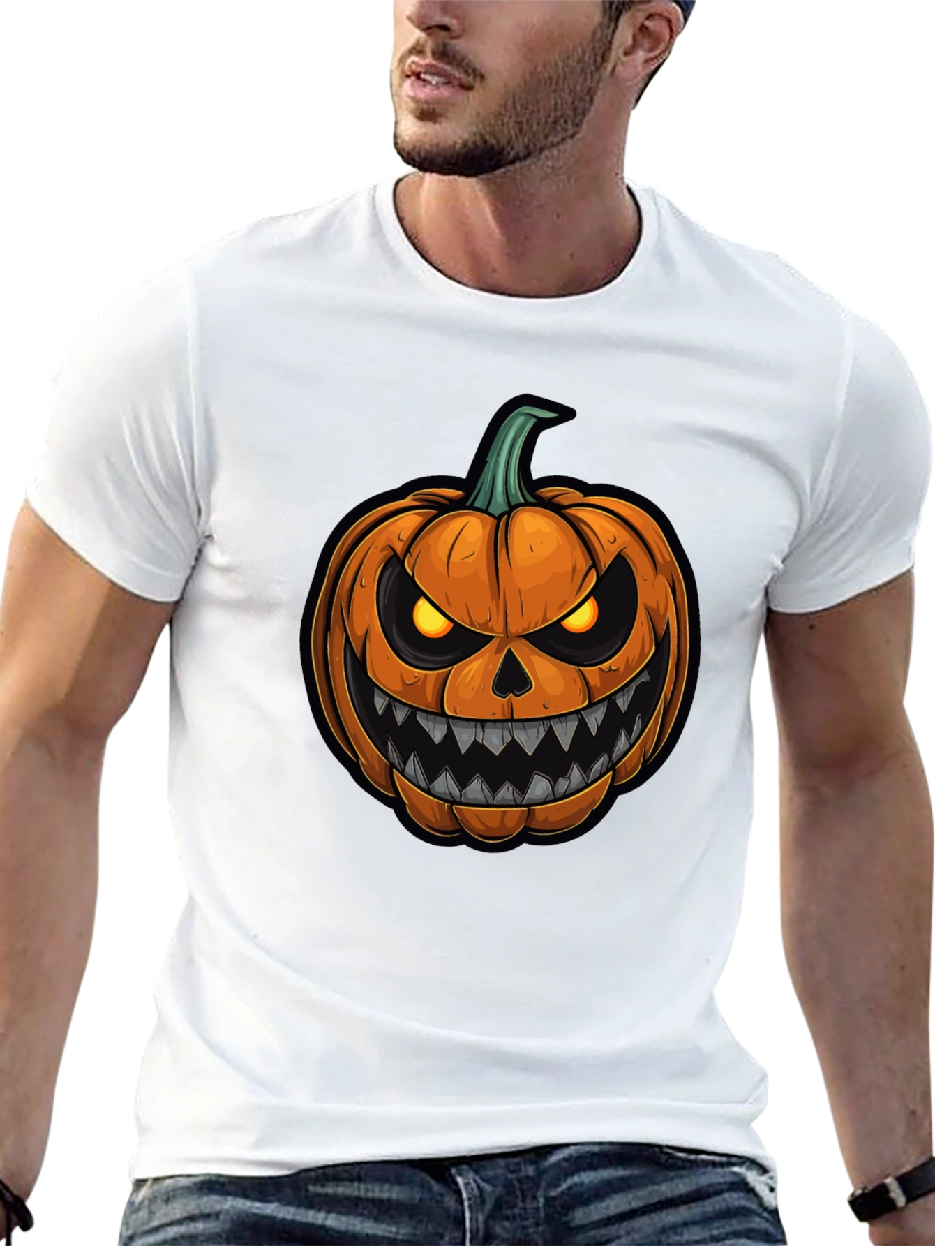Halloween Pumpkin Graphic Tee - Spooky Season Shirt