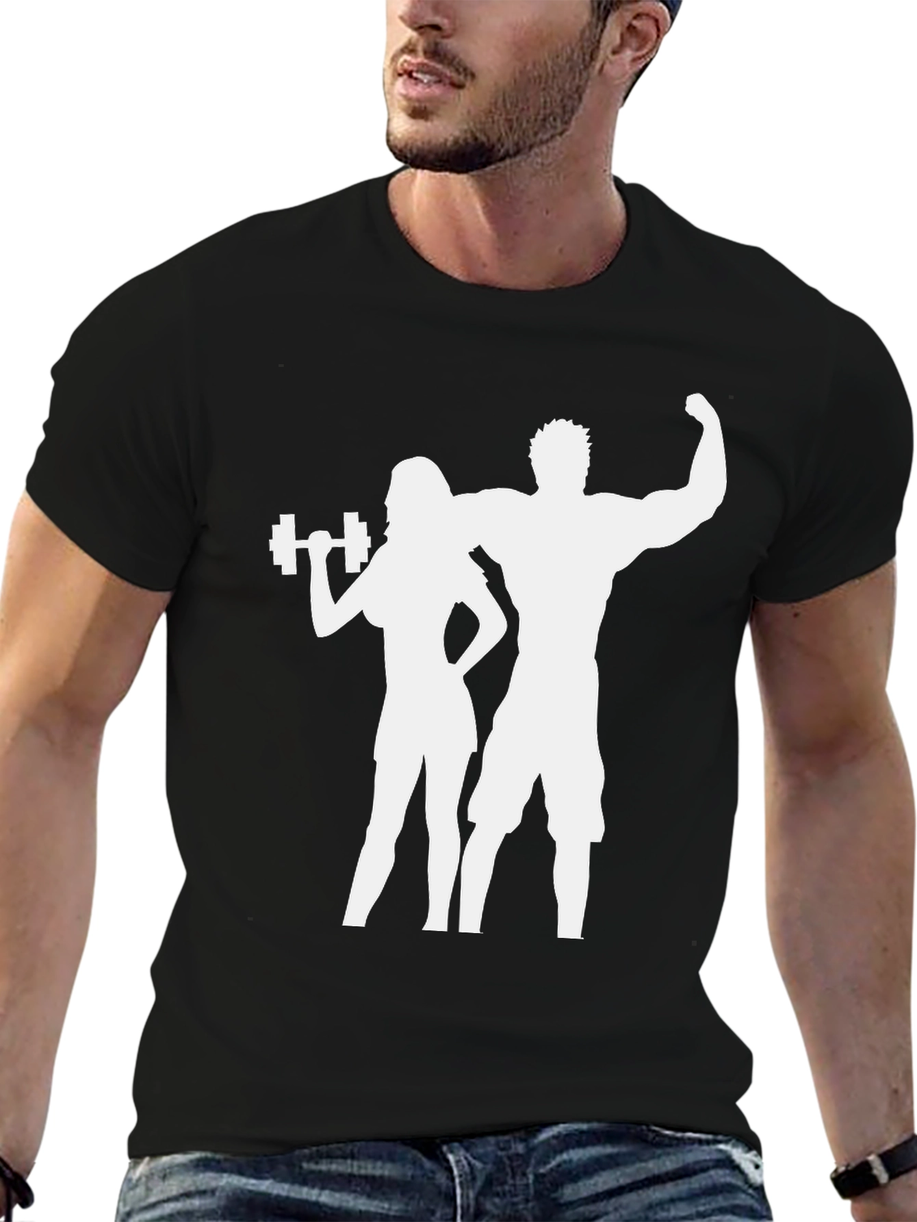 Fitness Couple Graphic Tee - Workout Motivation Shirt
