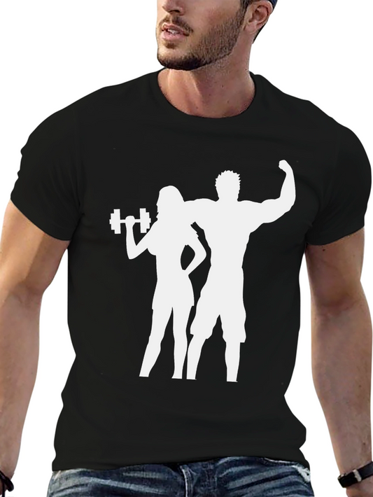 Fitness Couple Graphic Tee - Workout Motivation Shirt