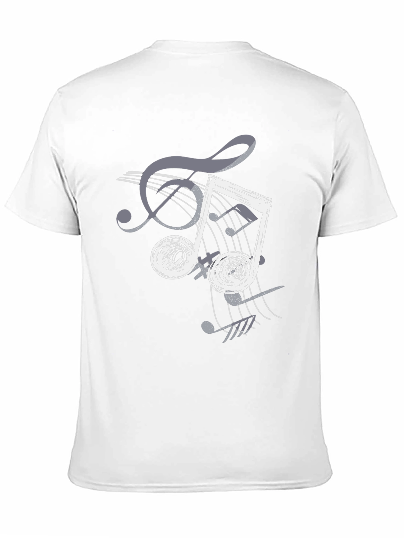 Musical Note Graphic Print T-Shirt - Casual Black Tee