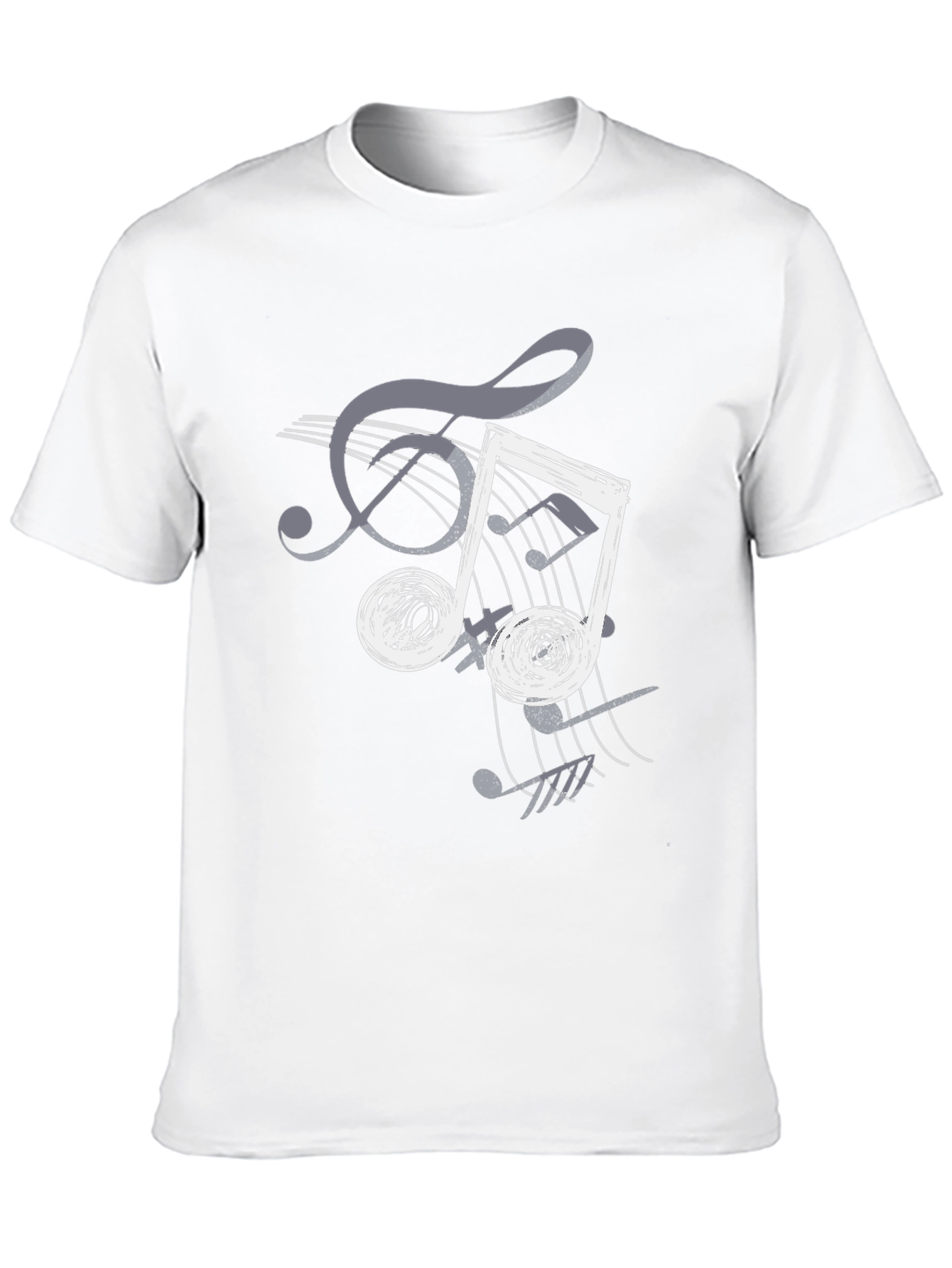 Musical Note Graphic Print T-Shirt - Casual Black Tee