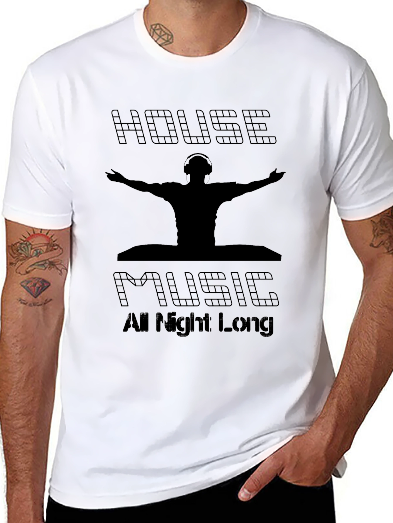 House Music All Night Long Black T-Shirt