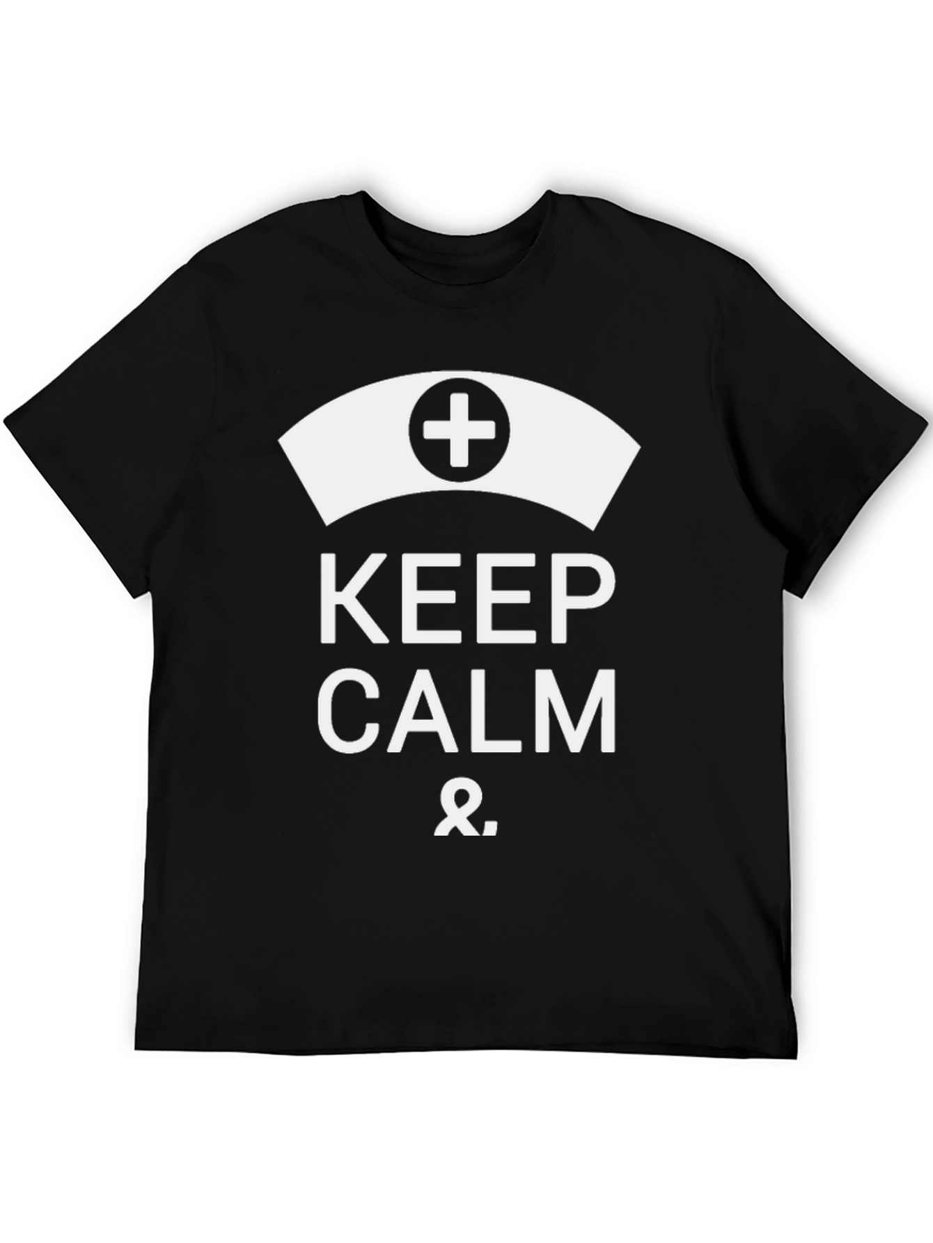 Keep Calm Nurse T-Shirt Black Cotton Tee Nurse Hat