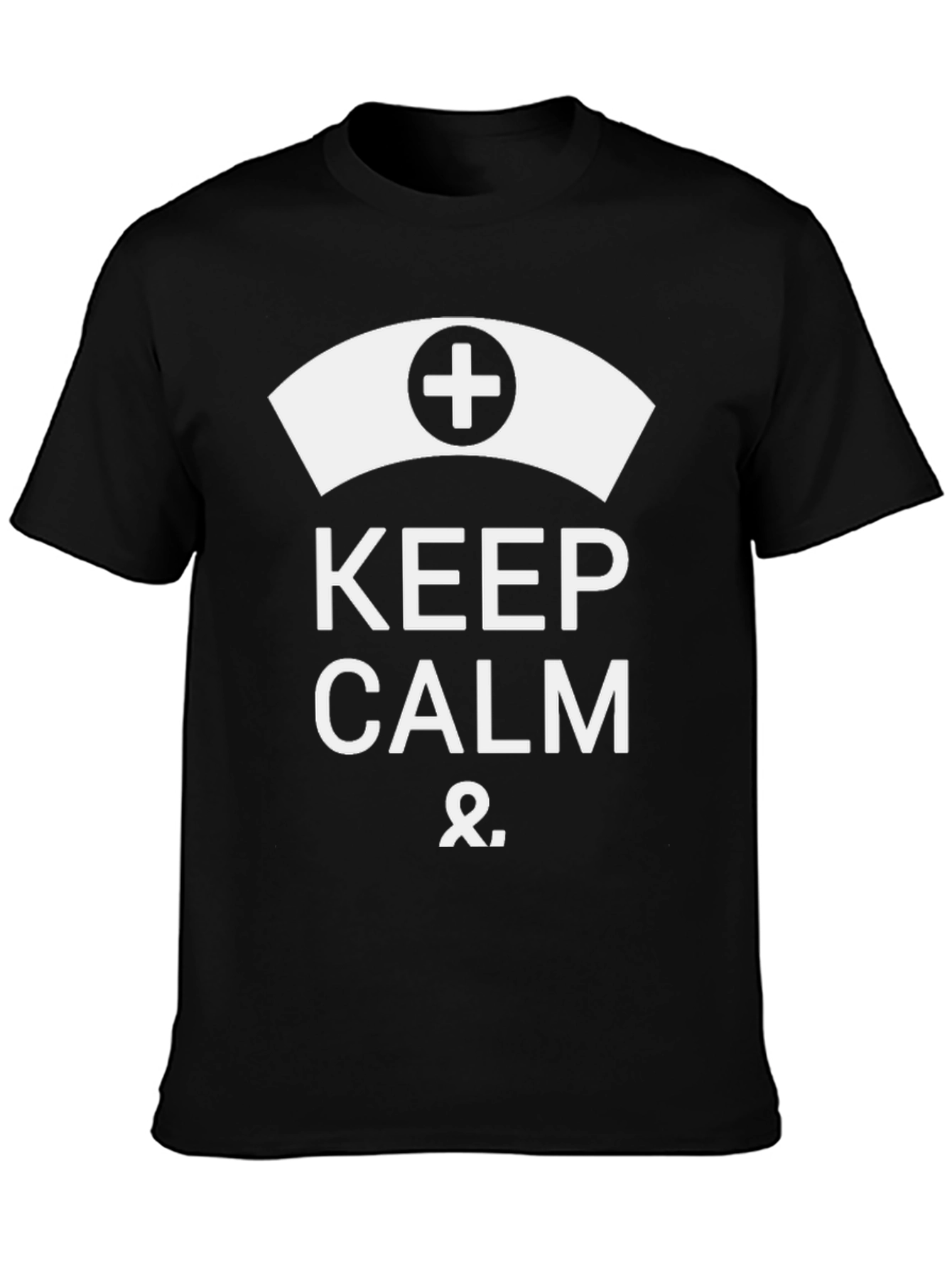 Keep Calm Nurse T-Shirt Black Cotton Tee Nurse Hat