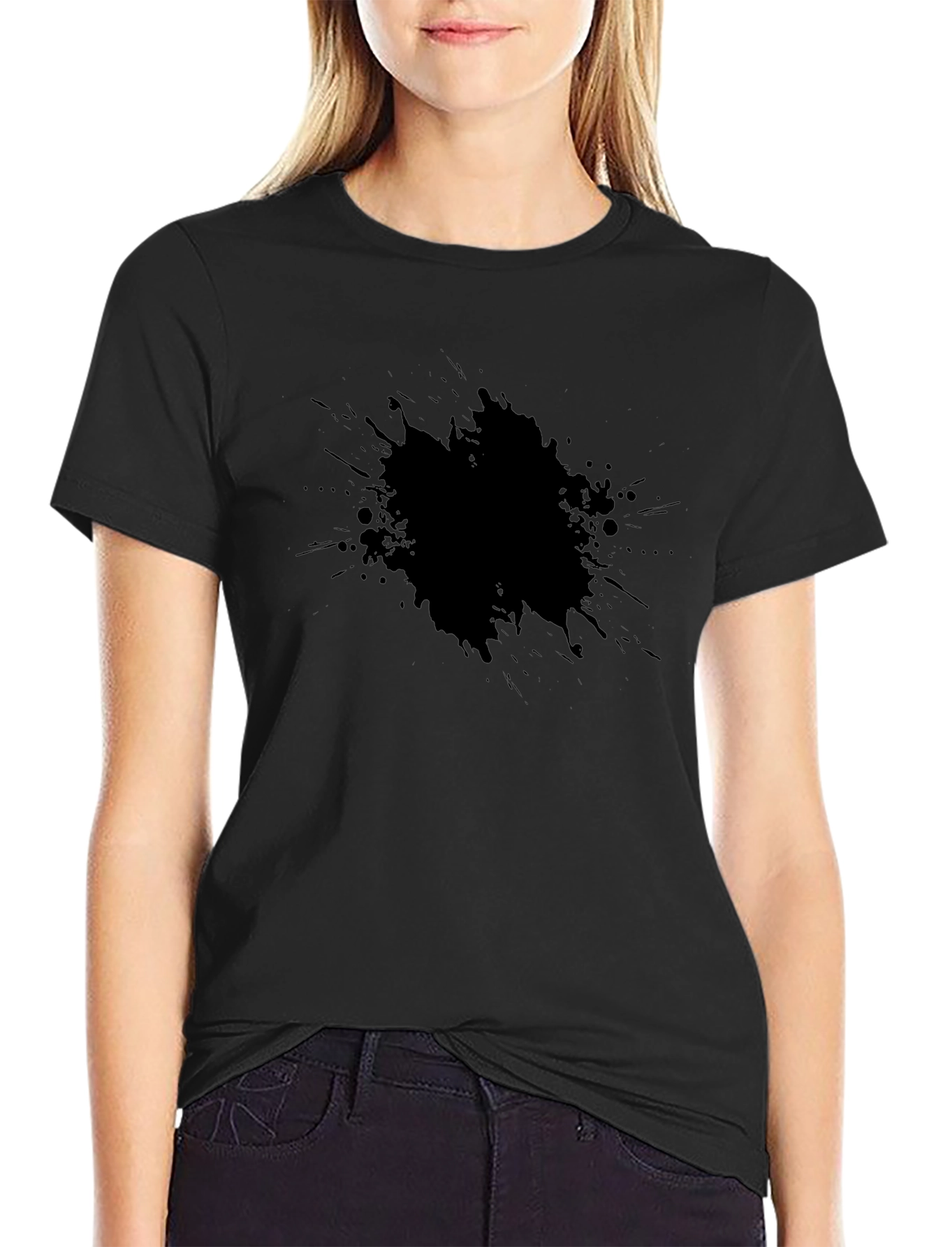 Mens Black Splatter Print Tee - Casual Style