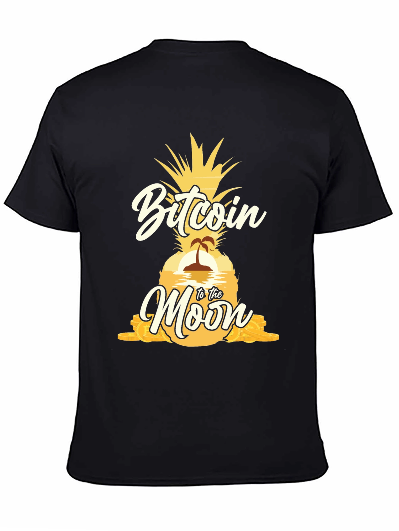 Bitcoin to the Moon Pineapple Graphic T-Shirt