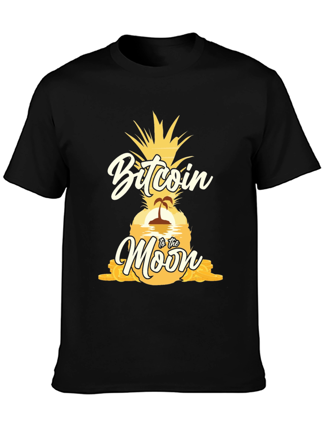 Bitcoin to the Moon Pineapple Graphic T-Shirt