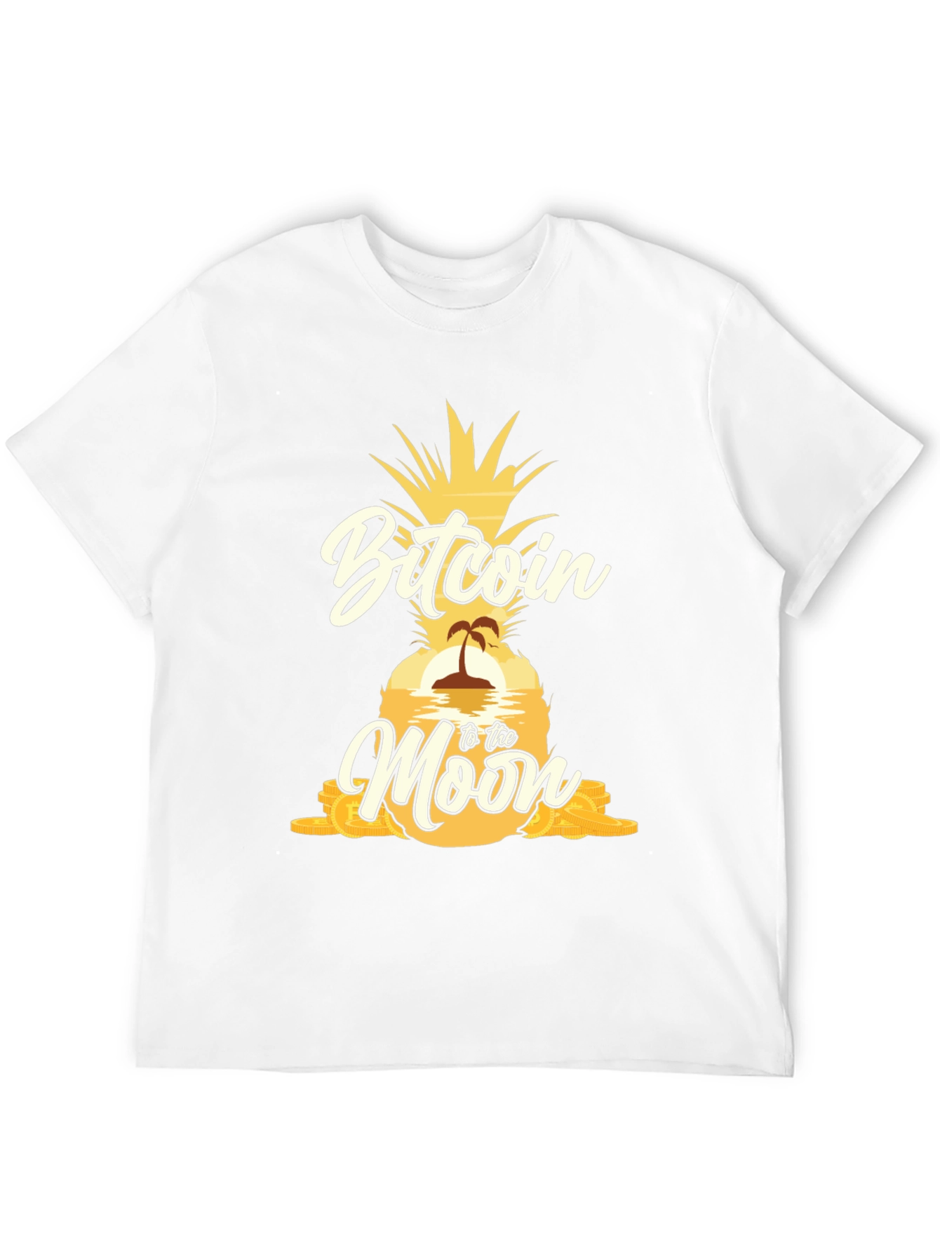 Bitcoin to the Moon Pineapple Graphic T-Shirt