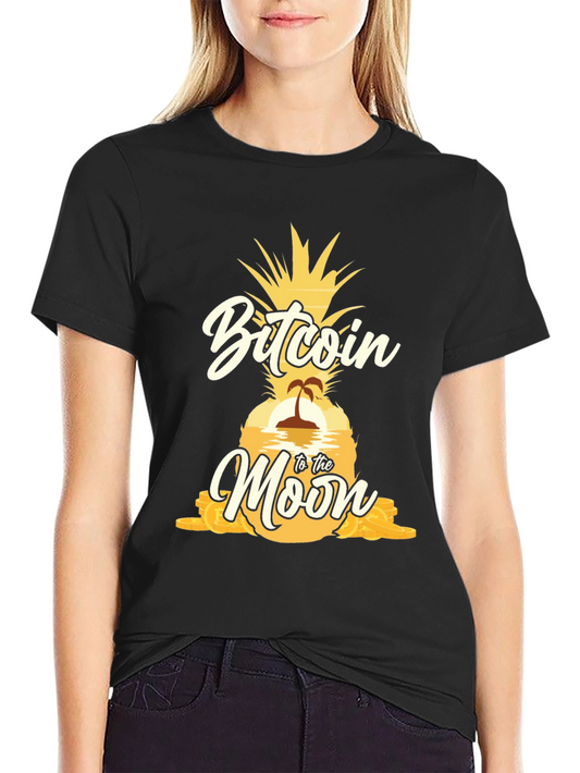 Bitcoin to the Moon Pineapple Graphic T-Shirt