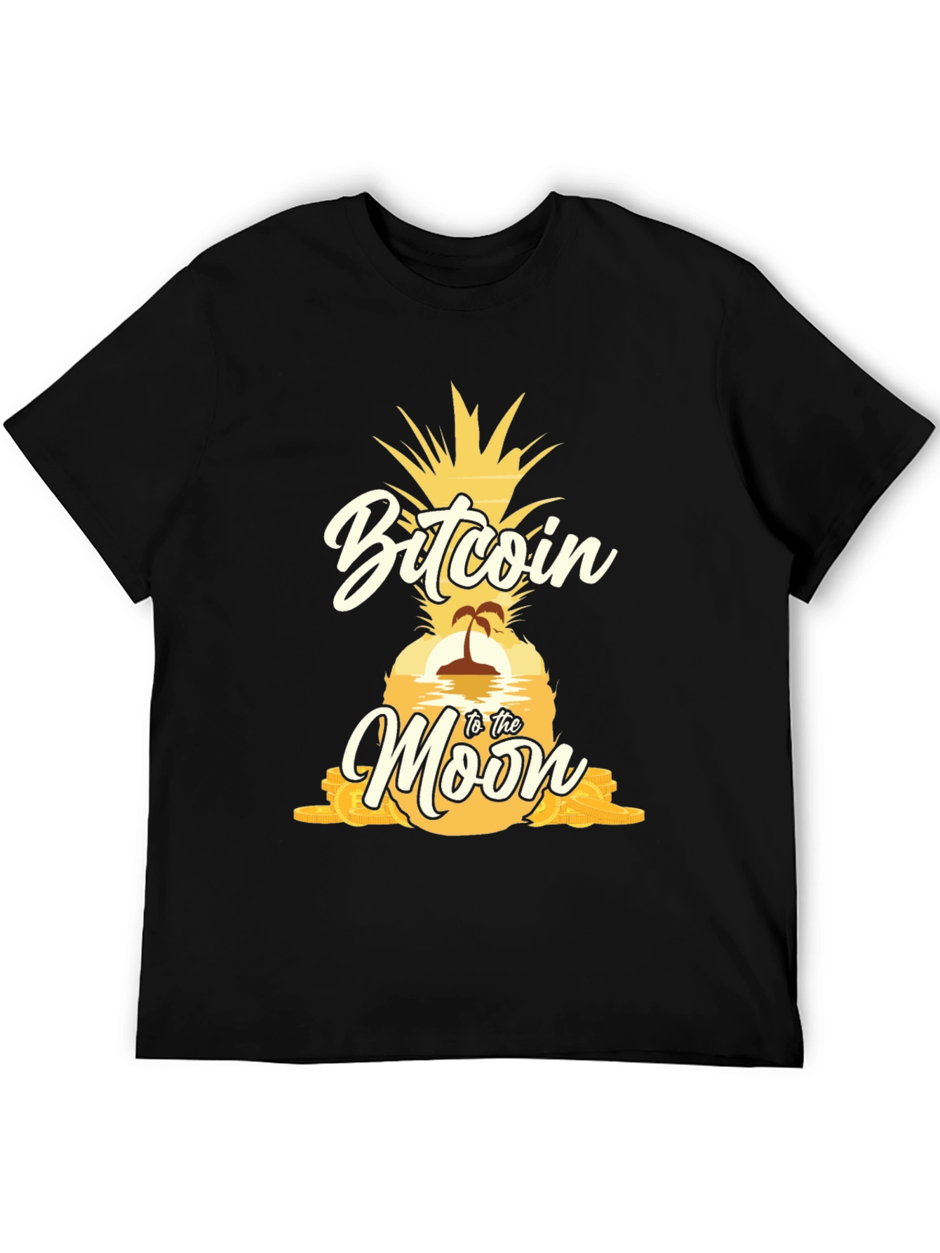 Bitcoin to the Moon Pineapple Graphic T-Shirt