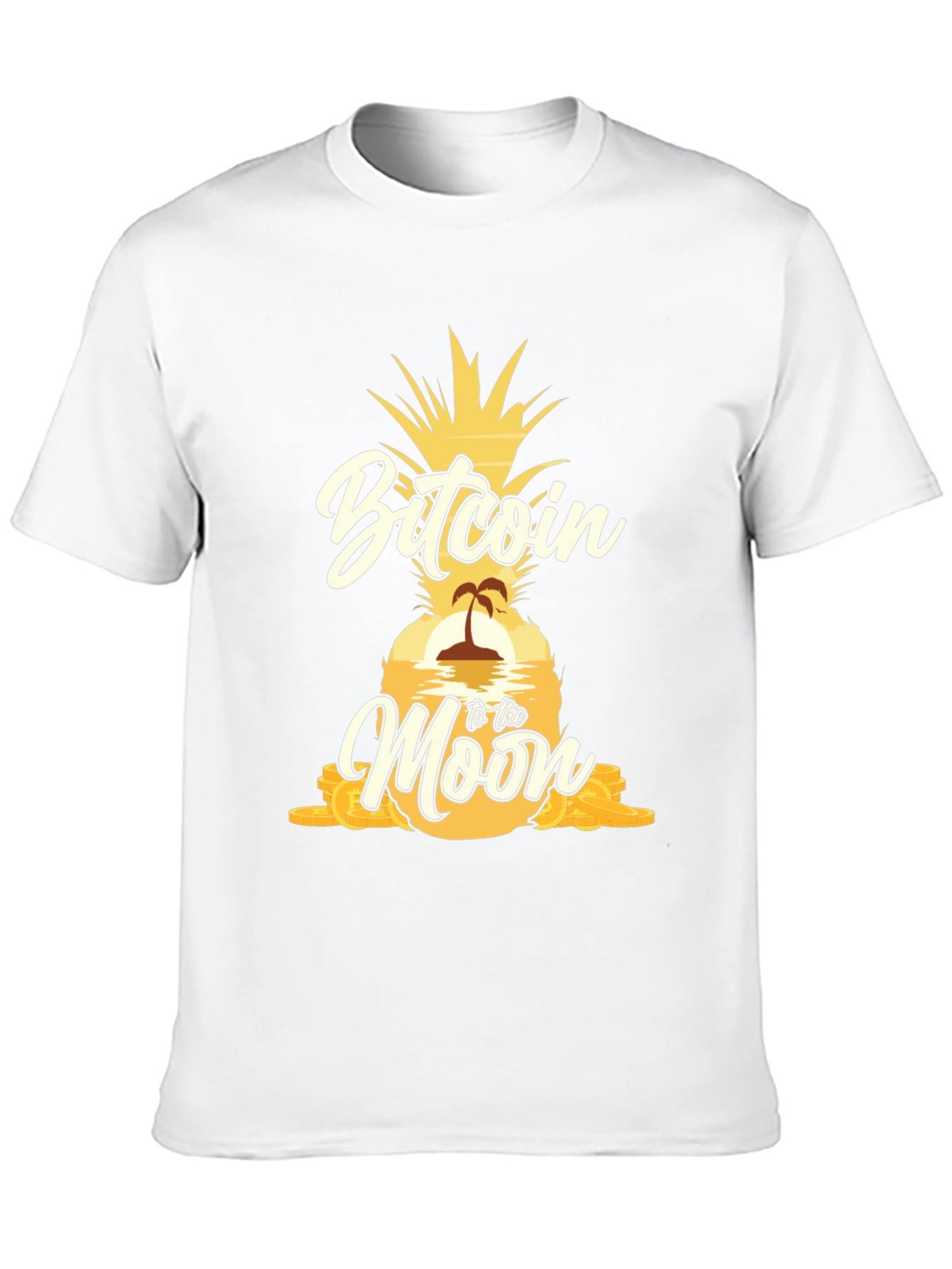 Bitcoin to the Moon Pineapple Graphic T-Shirt