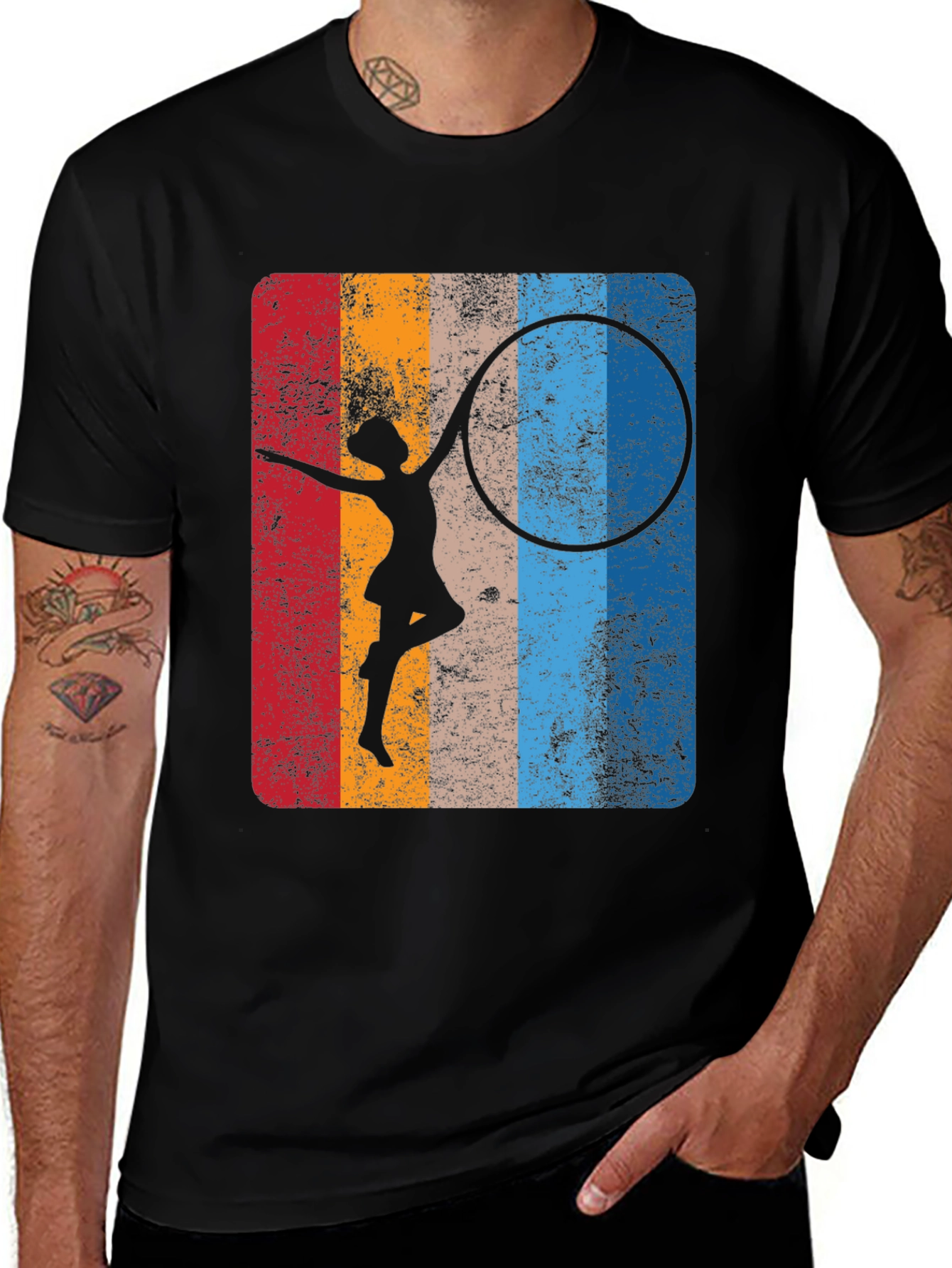 Retro Gymnast Hula Hoop Graphic T-Shirt