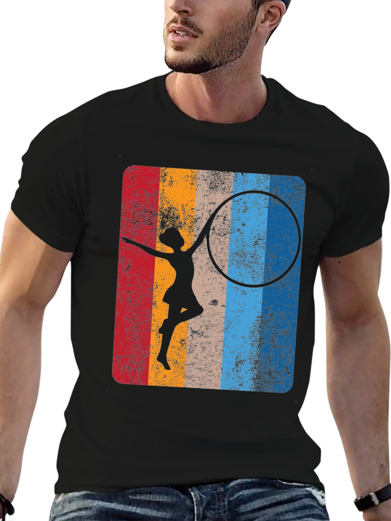 Retro Gymnast Hula Hoop Graphic T-Shirt