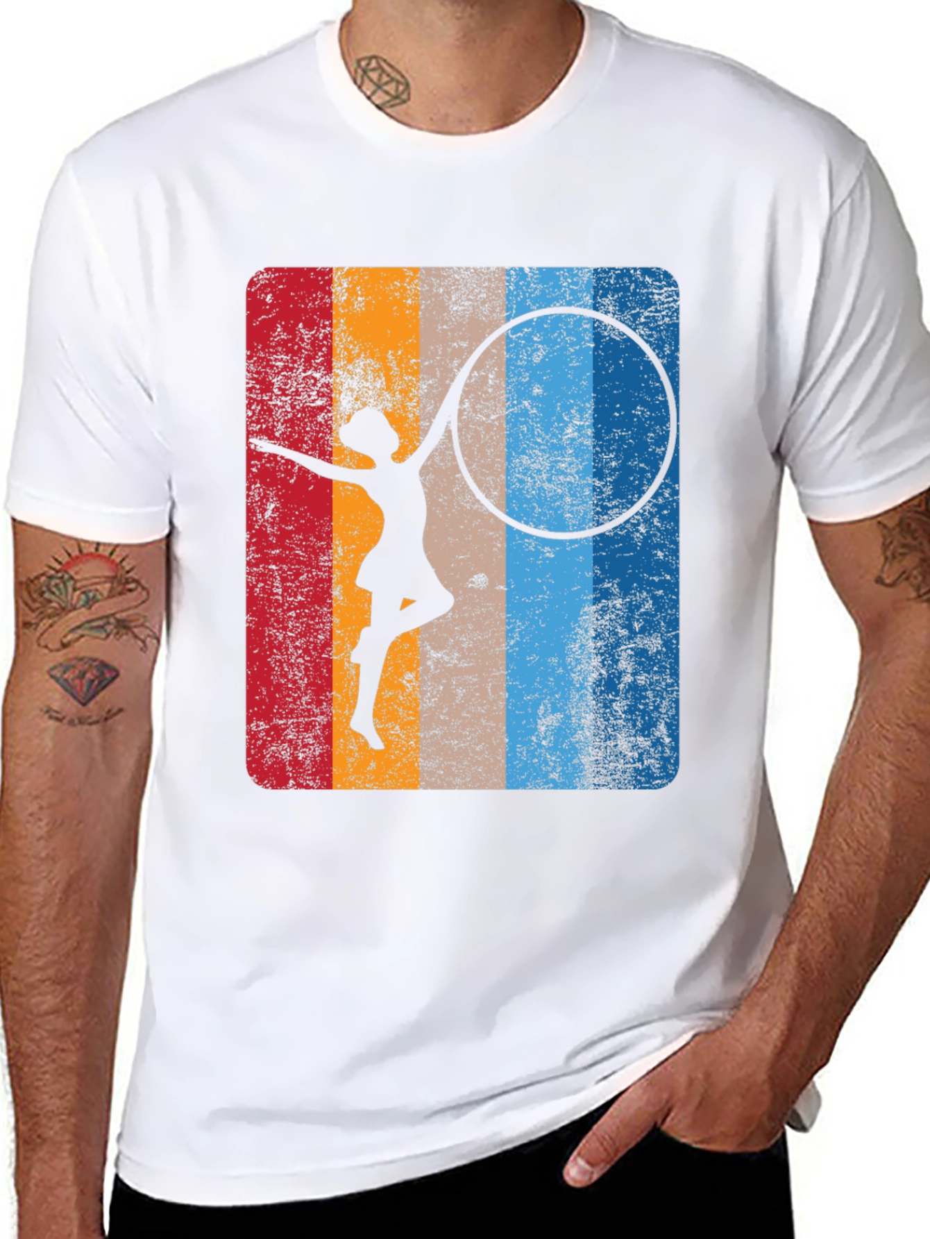 Retro Gymnast Hula Hoop Graphic T-Shirt