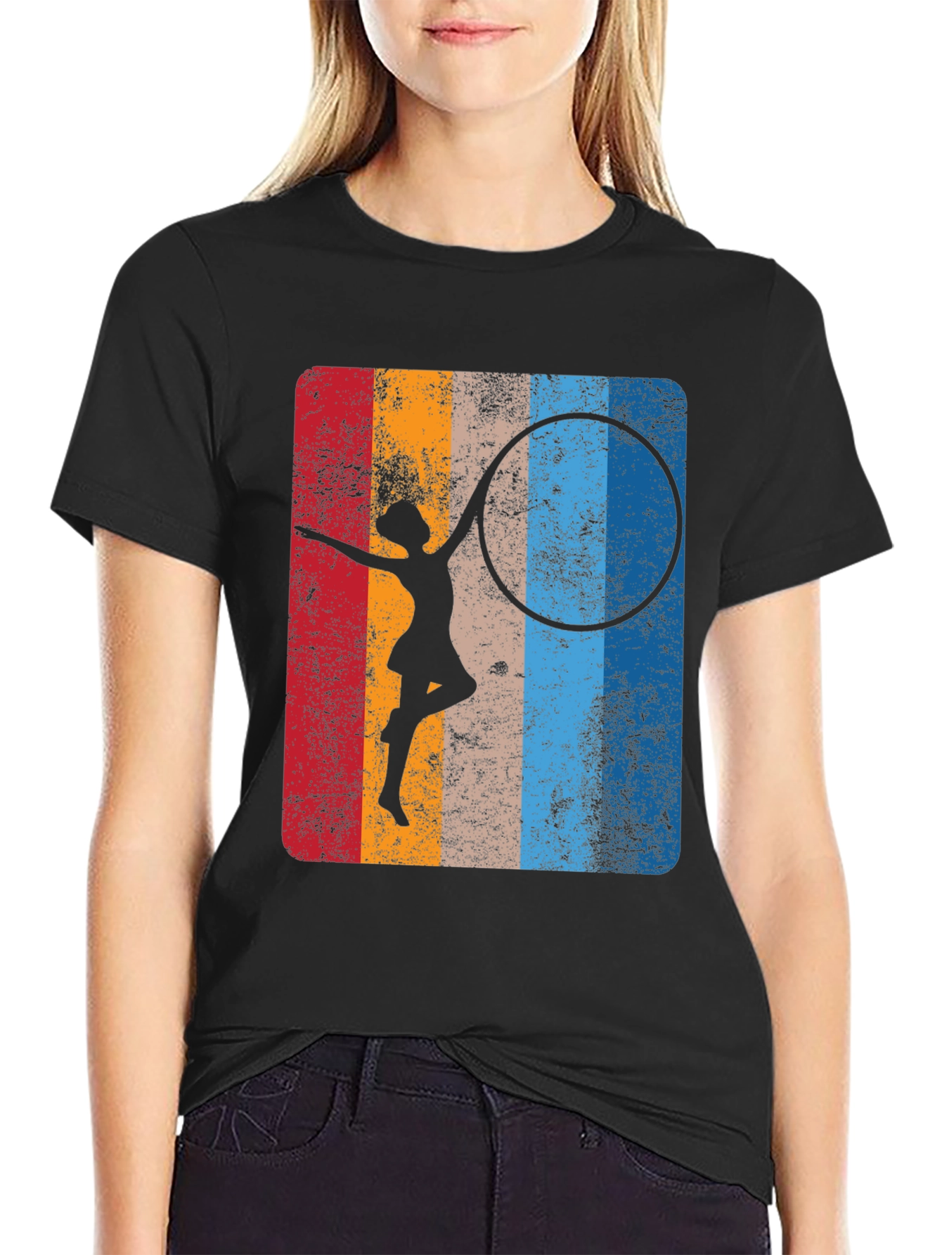 Retro Gymnast Hula Hoop Graphic T-Shirt