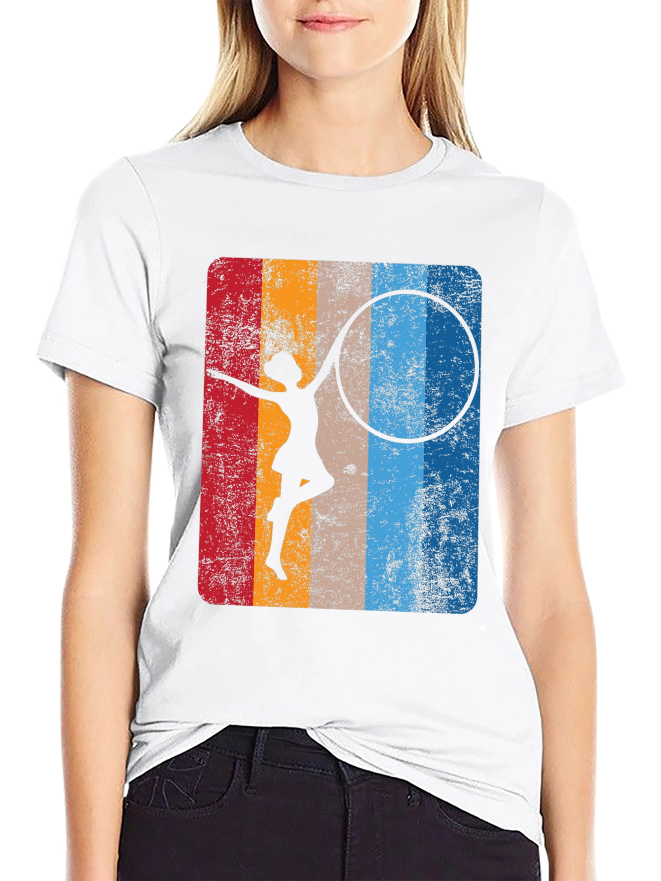 Retro Gymnast Hula Hoop Graphic T-Shirt