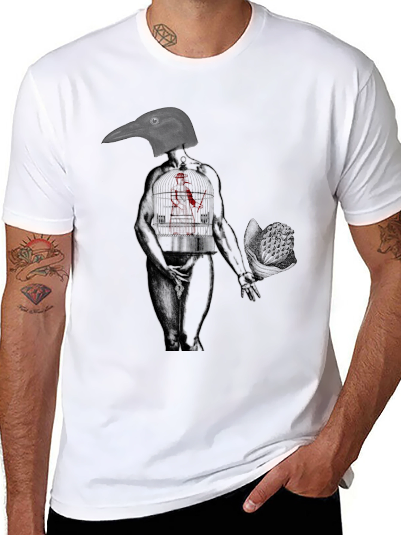 Raven Head Anatomical Human Graphic Tee