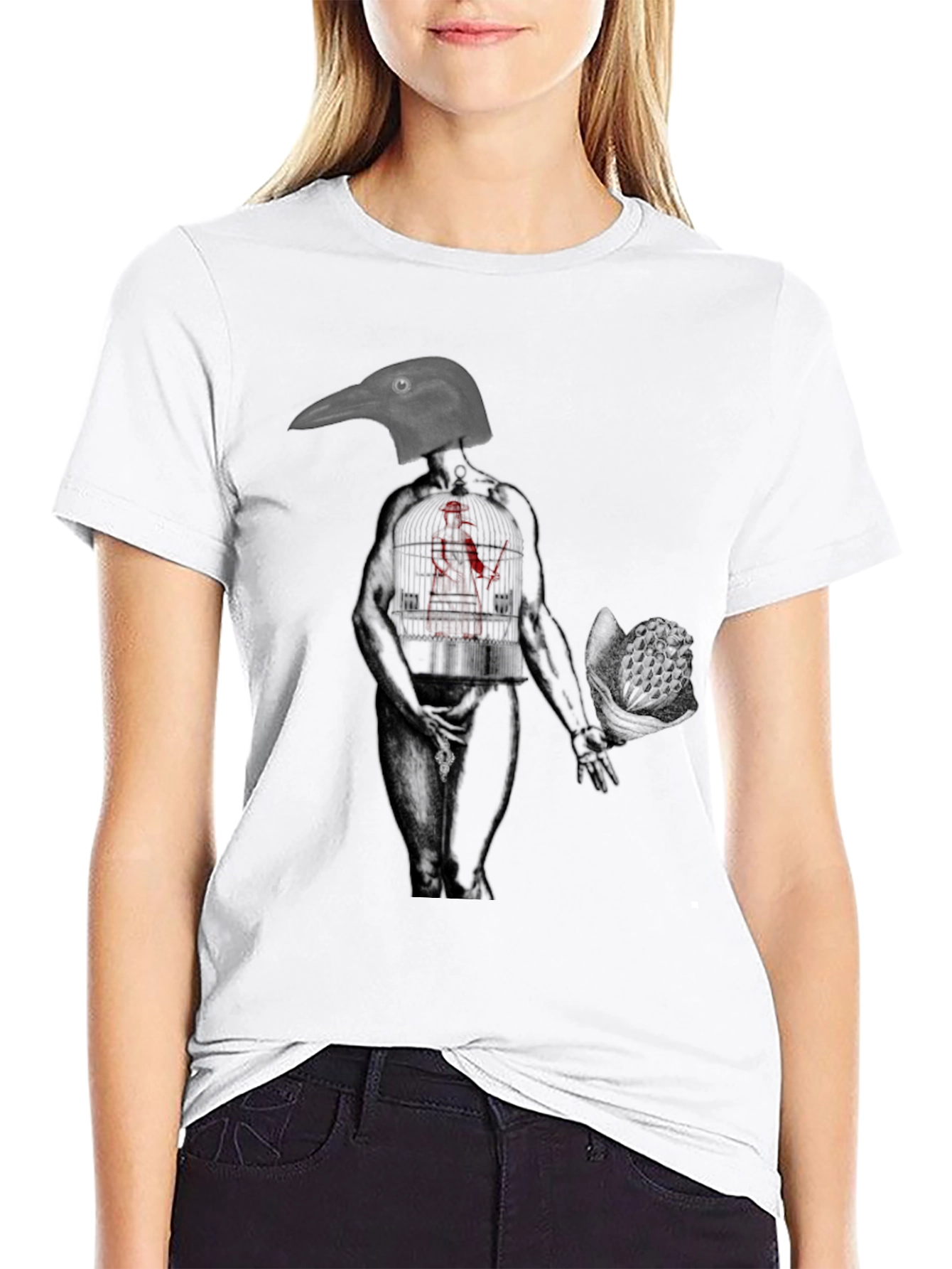 Raven Head Anatomical Human Graphic Tee