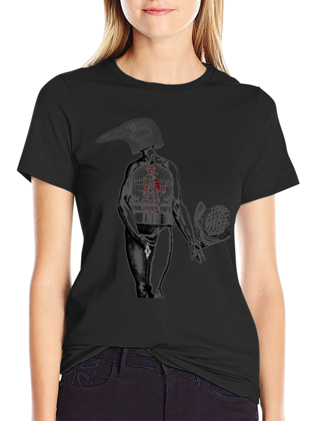 Raven Head Anatomical Human Graphic Tee