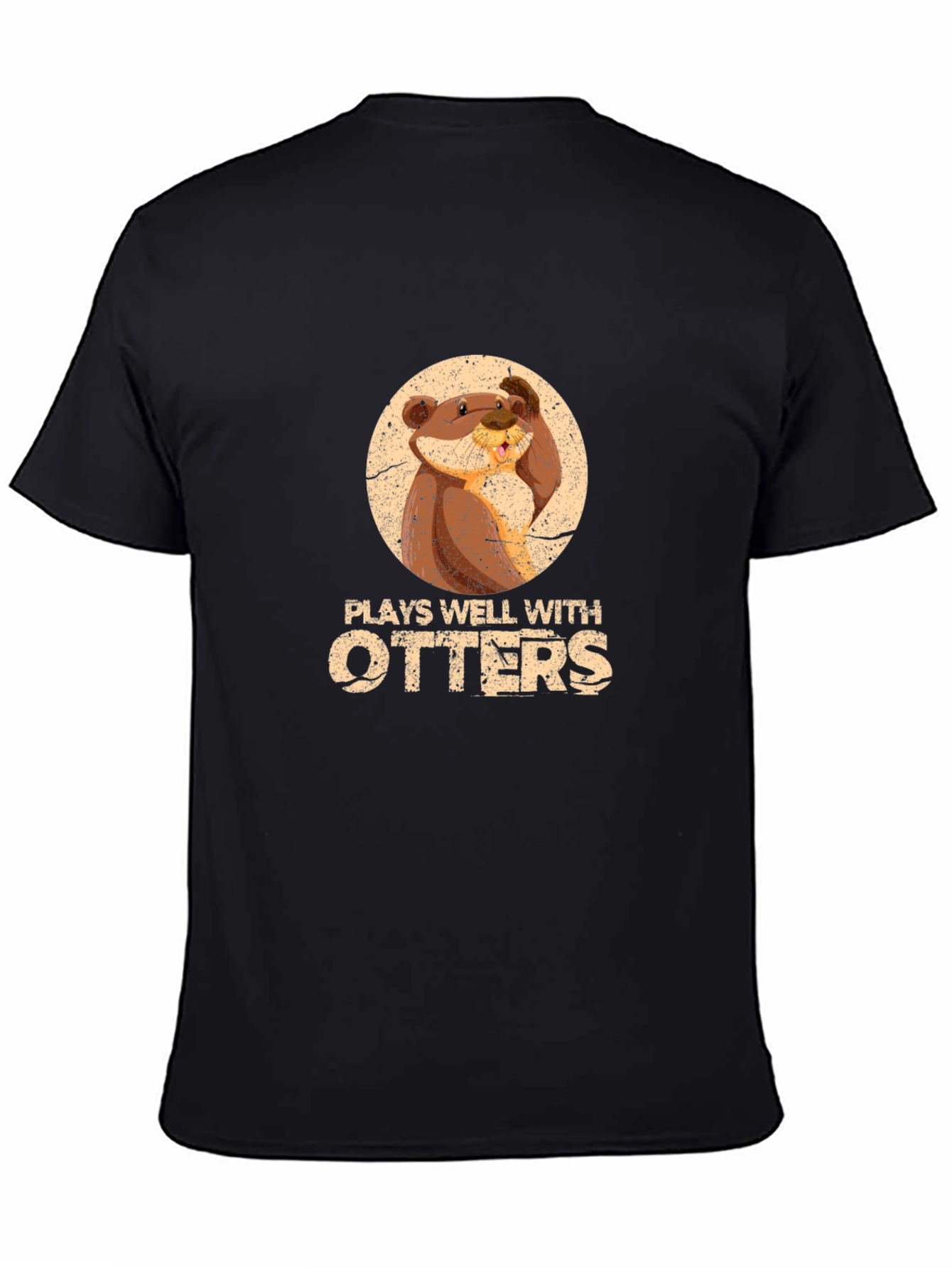 Plays Well With Otters Funny Graphic T-Shirt