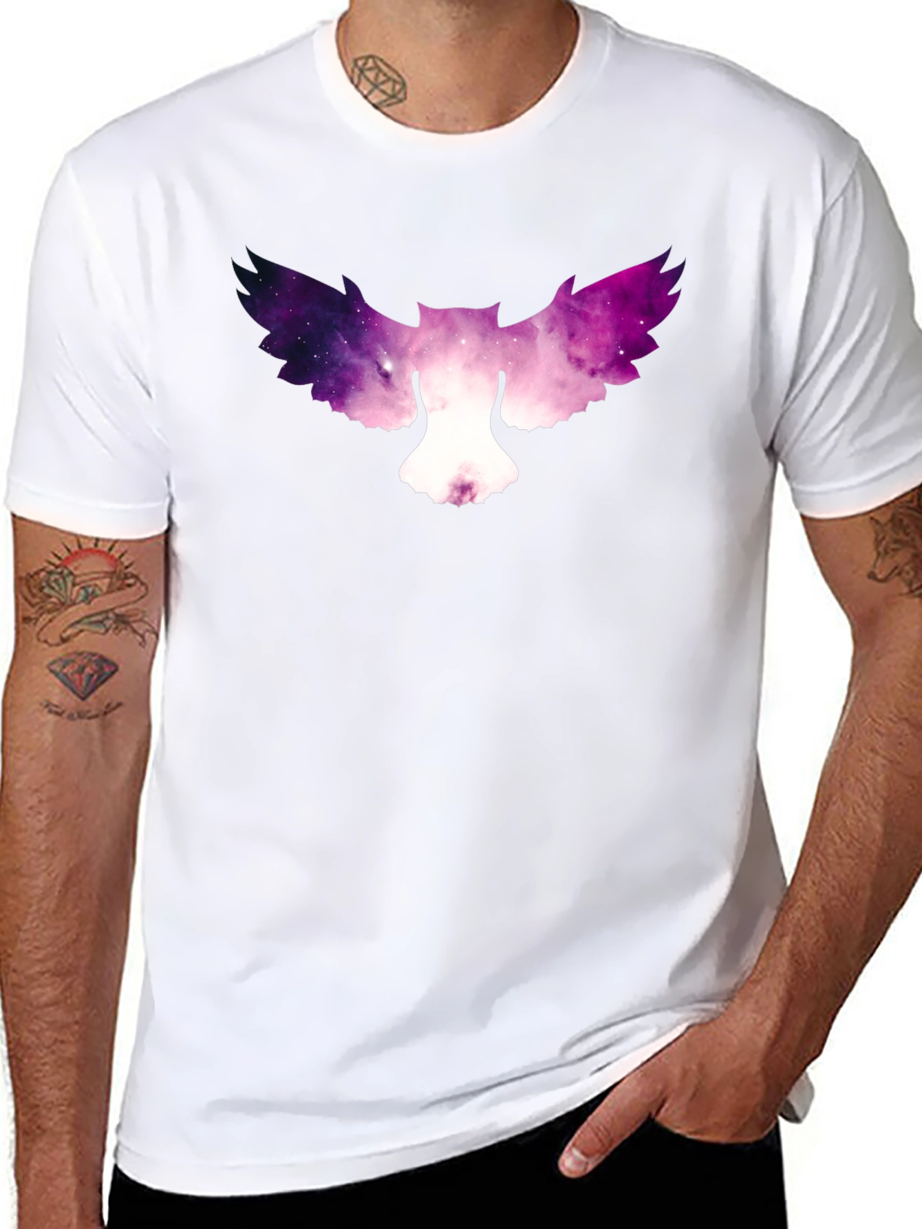 Galaxy Owl Graphic Tee - Stylish Mens Black T-Shirt