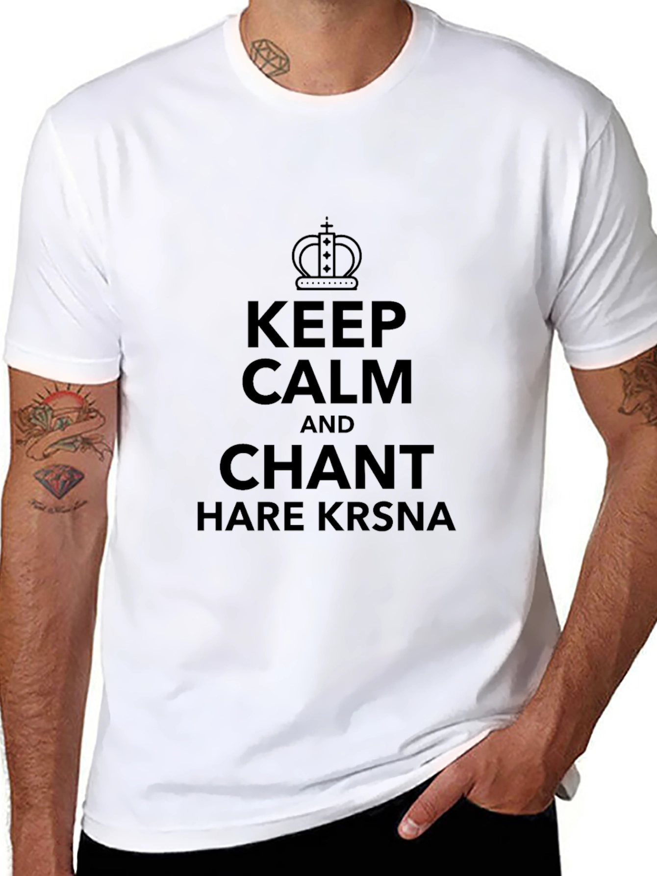 Keep Calm and Chant Hare Krsna Black T-Shirt