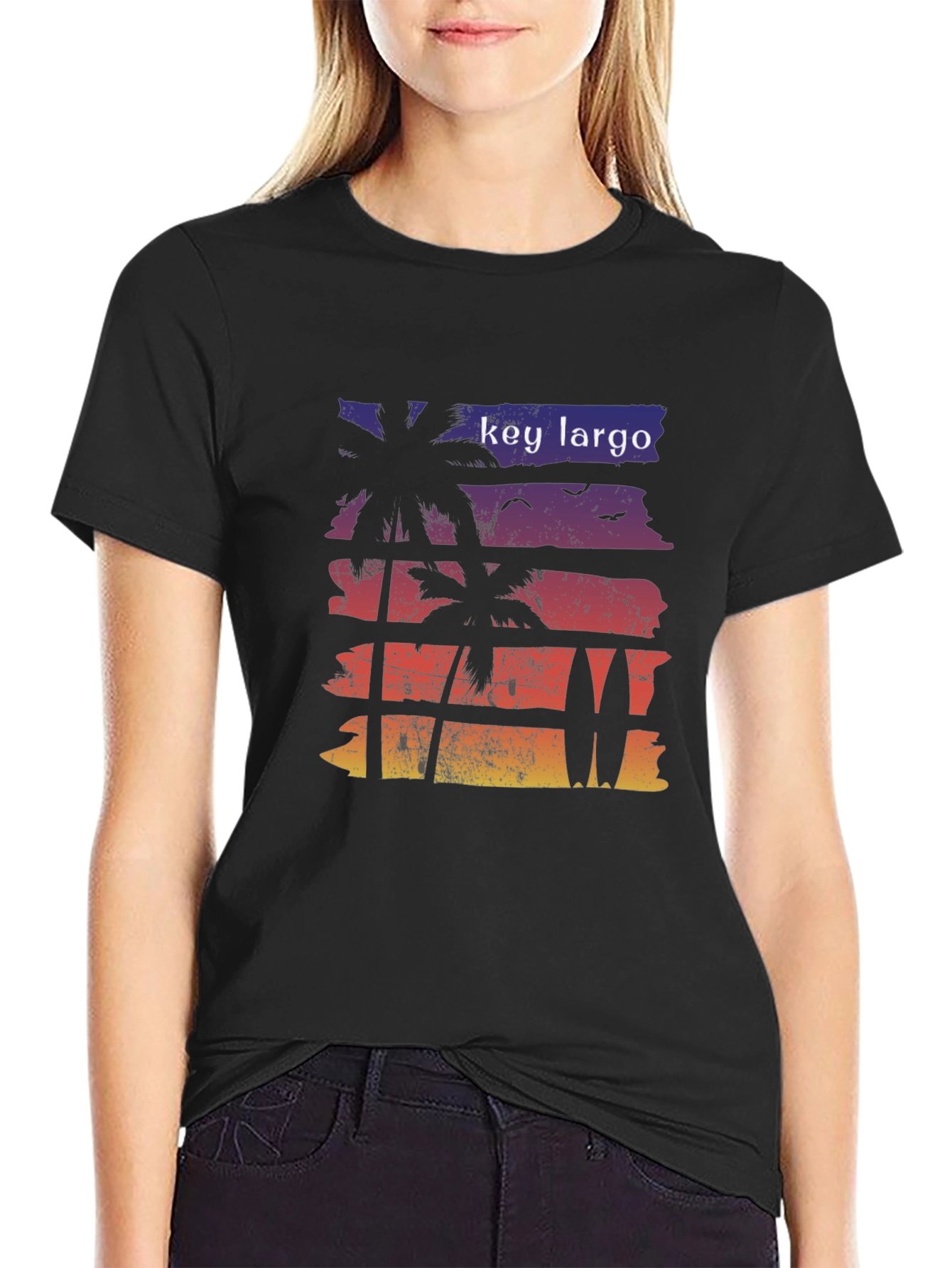 Key Largo Palm Tree Surfboard Graphic Tee