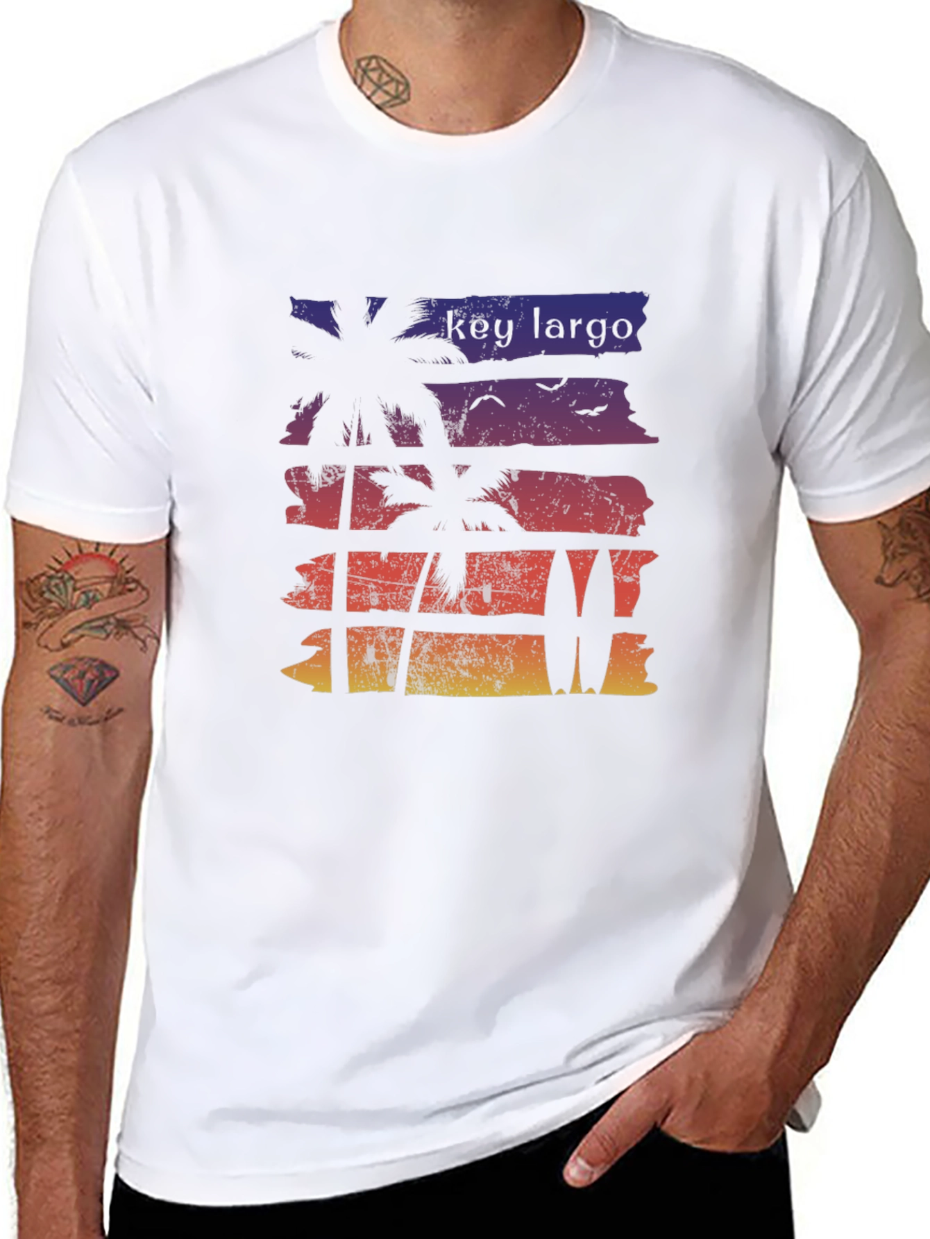 Key Largo Palm Tree Surfboard Graphic Tee