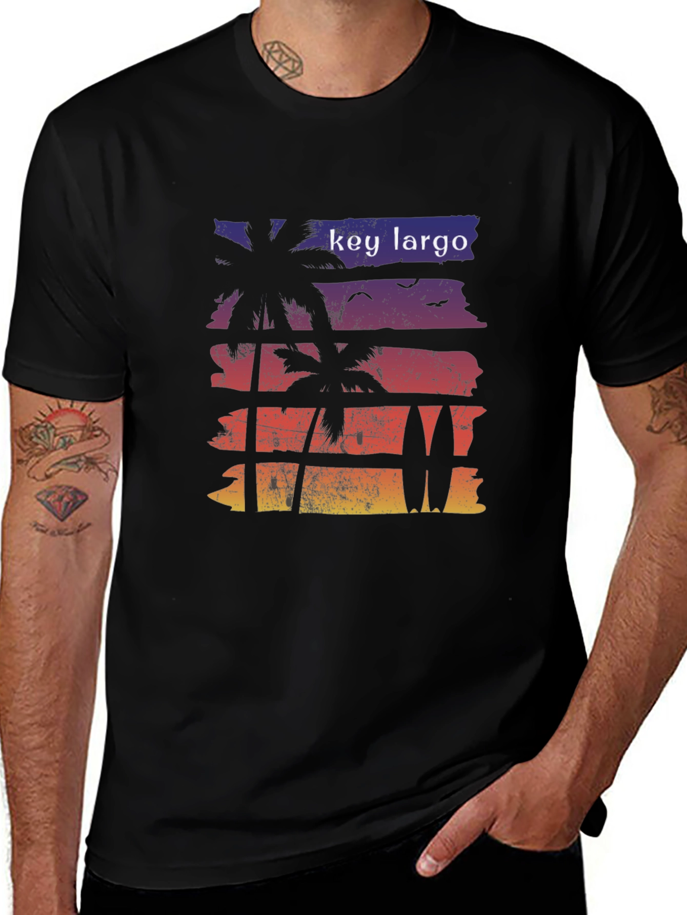 Key Largo Palm Tree Surfboard Graphic Tee