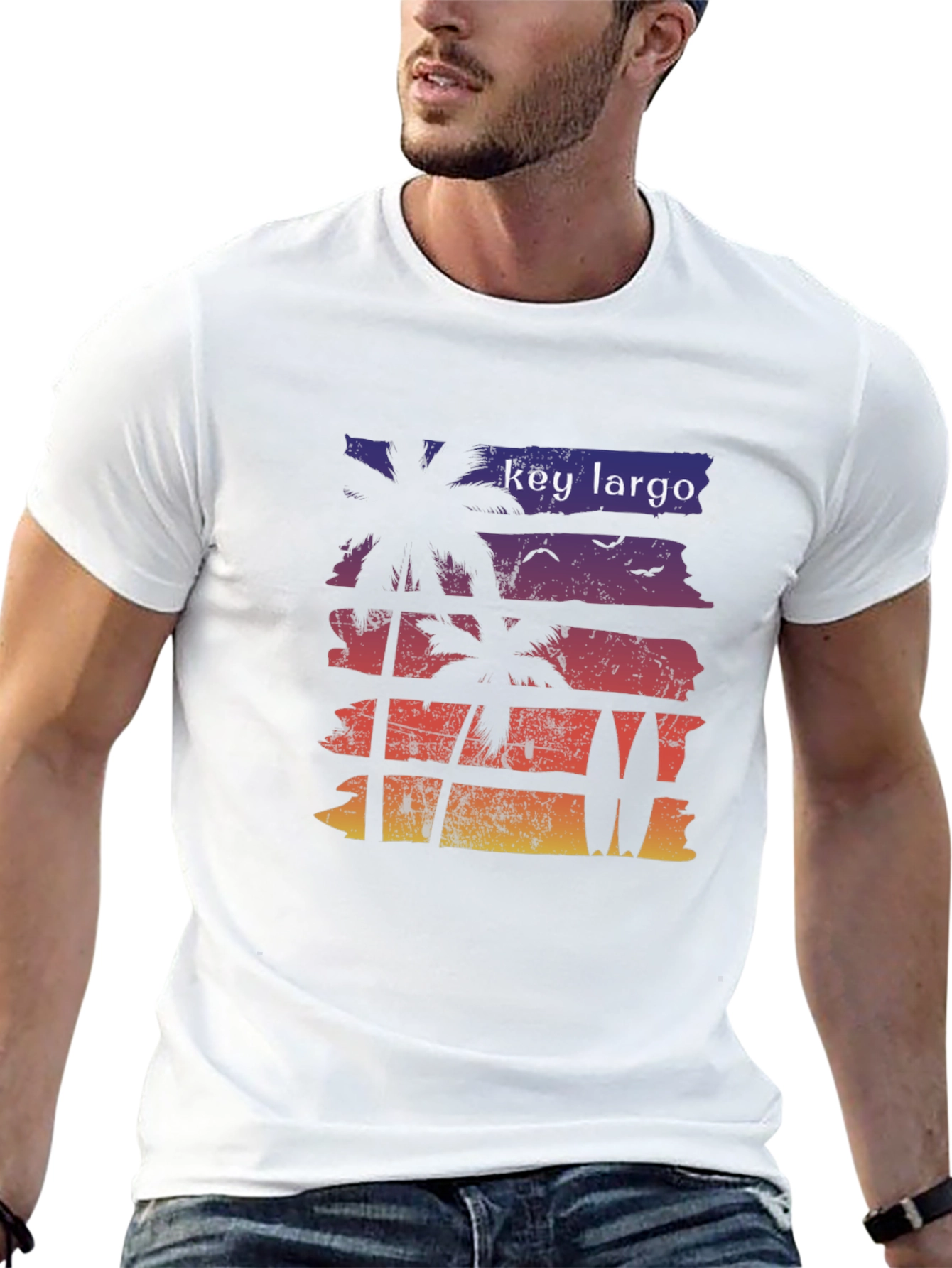Key Largo Palm Tree Surfboard Graphic Tee