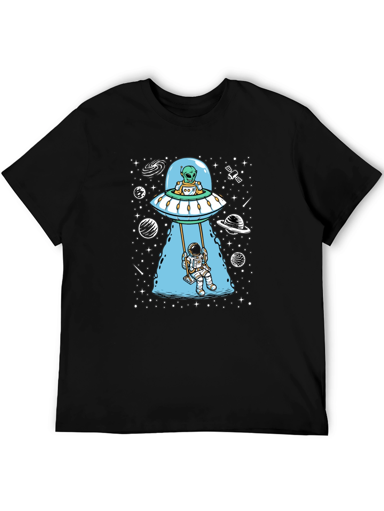 Alien UFO & Astronaut Swing Graphic T-Shirt