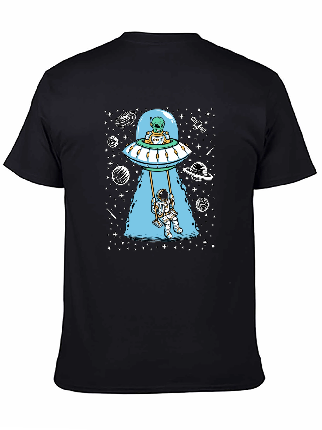 Alien UFO & Astronaut Swing Graphic T-Shirt