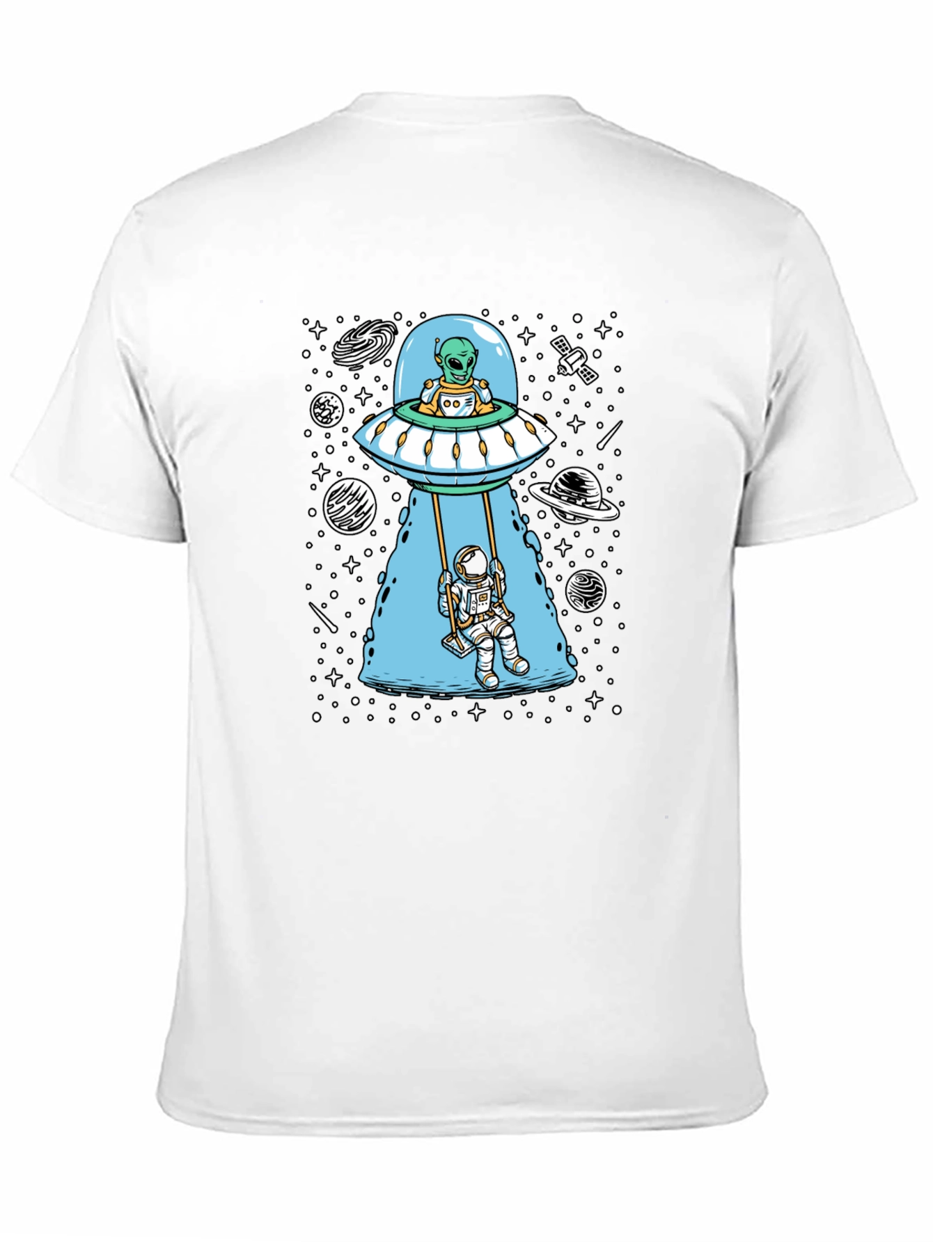 Alien UFO & Astronaut Swing Graphic T-Shirt