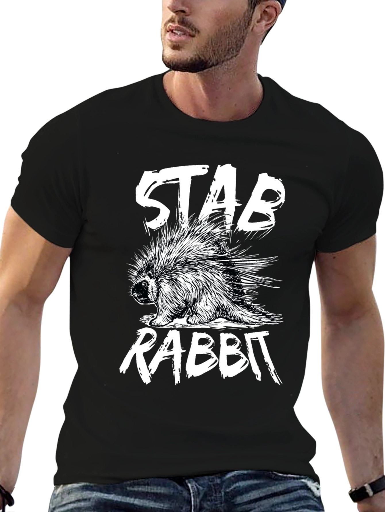 Stab Rabbit Graphic Tee - Unique Humor T-Shirt