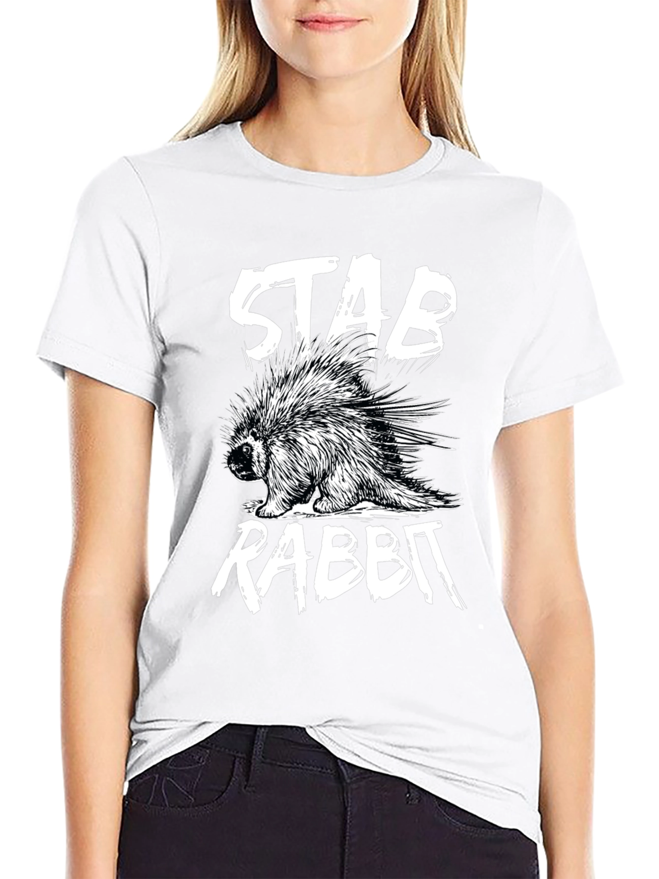 Stab Rabbit Graphic Tee - Unique Humor T-Shirt