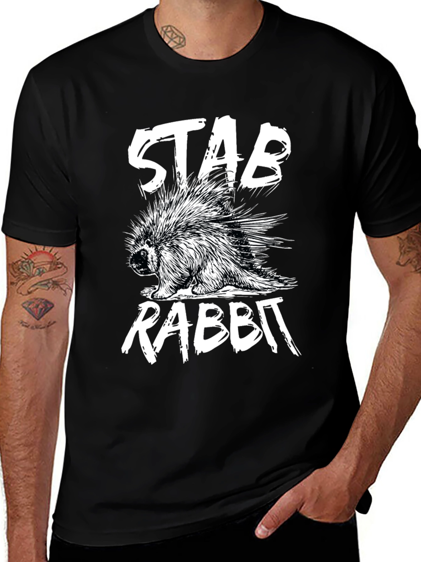 Stab Rabbit Graphic Tee - Unique Humor T-Shirt