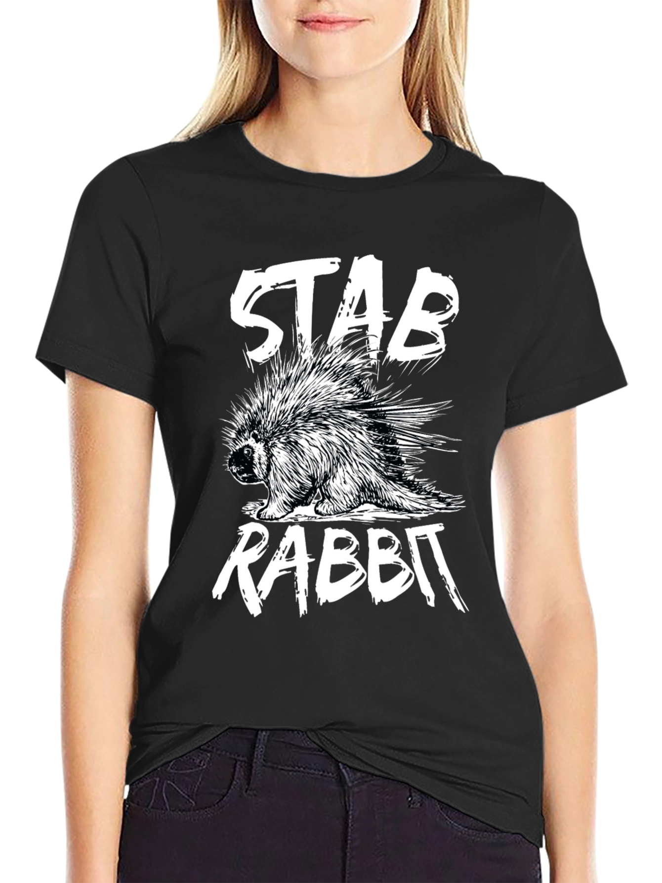 Stab Rabbit Graphic Tee - Unique Humor T-Shirt