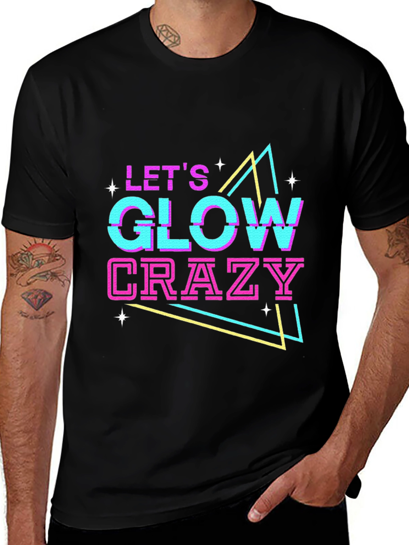 Lets Glow Crazy Graphic Tee - Black
