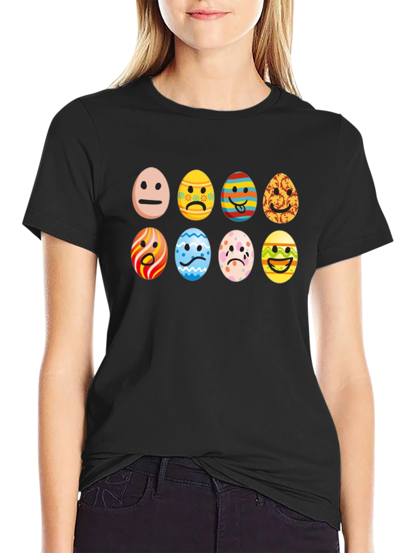Easter Emoji Egg Black T-Shirt