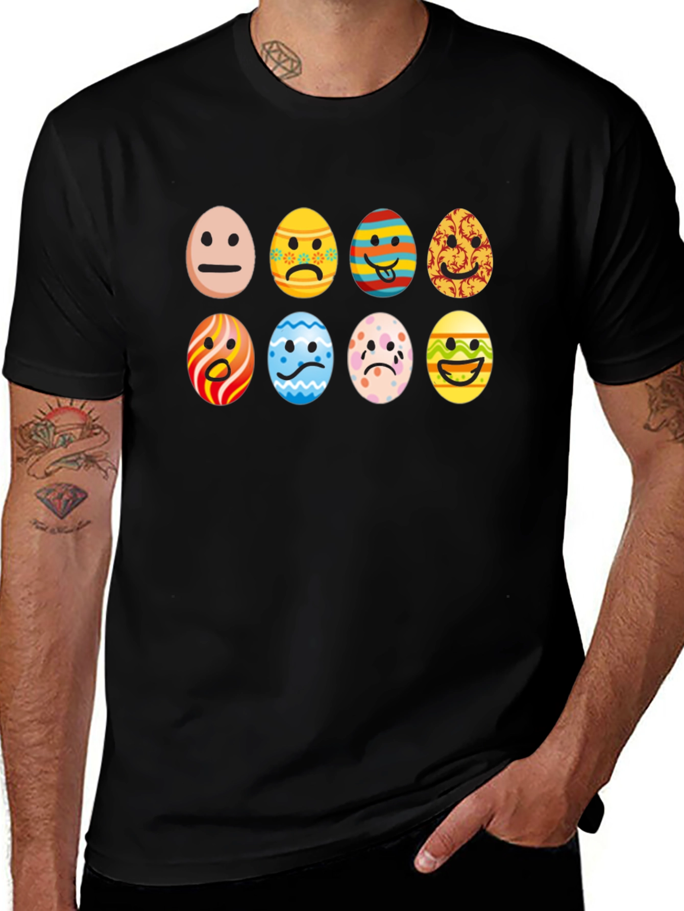 Easter Emoji Egg Black T-Shirt