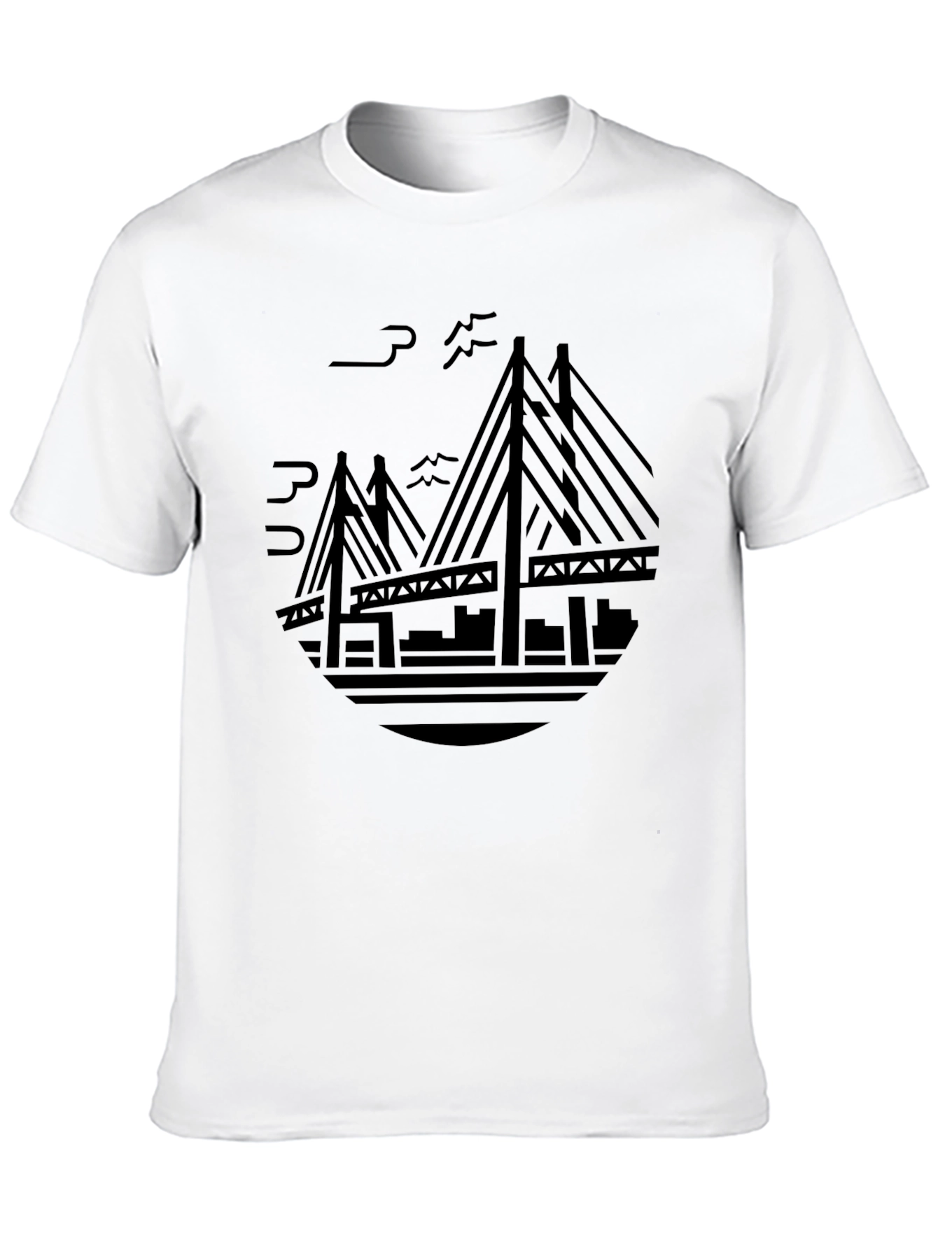 Cityscape Bridge Graphic Tee - Mens Black T-Shirt
